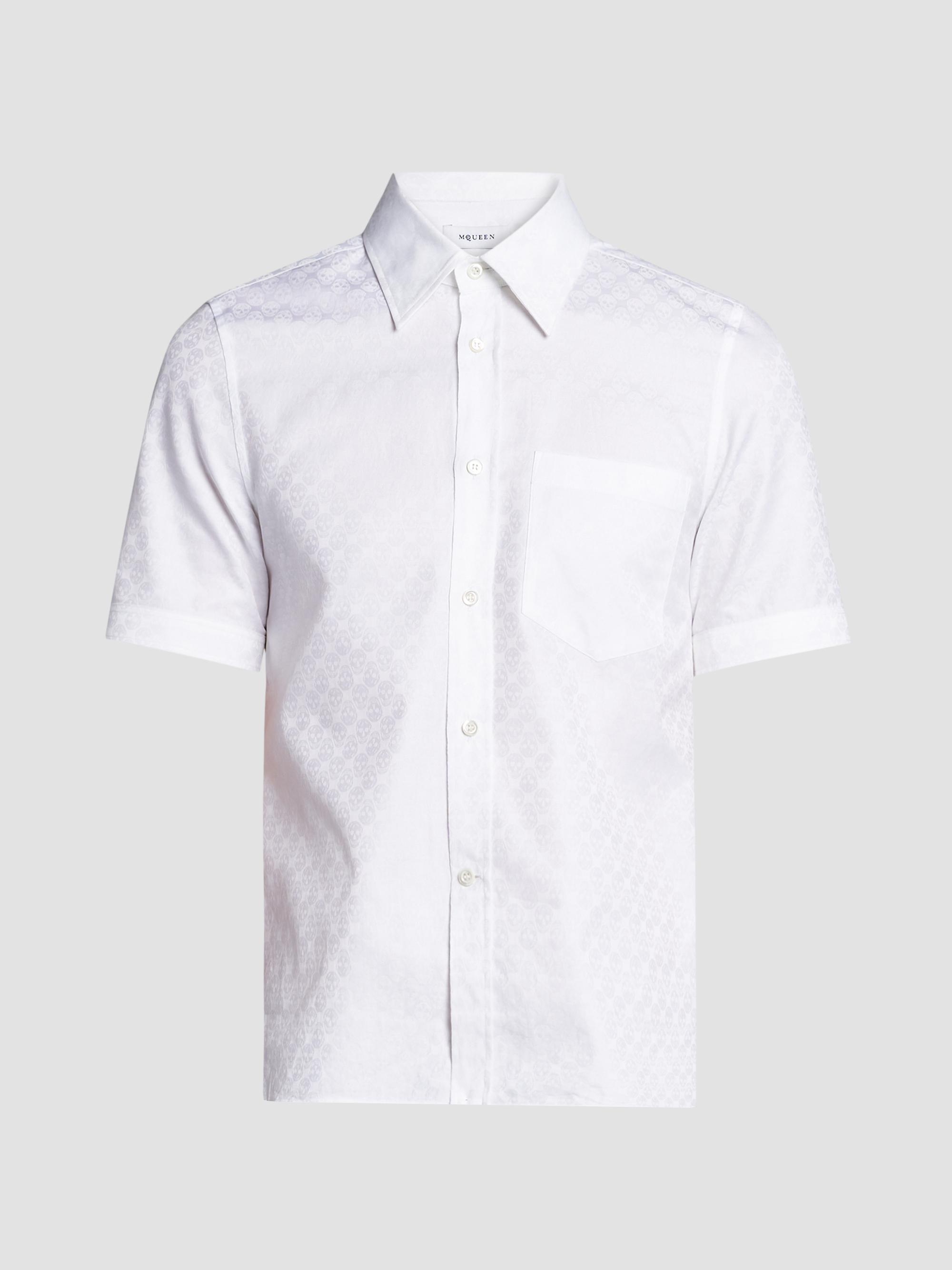 McQueen Men's Skull Jacquard Cotton Shirt - Optical White | Thumbnail 7