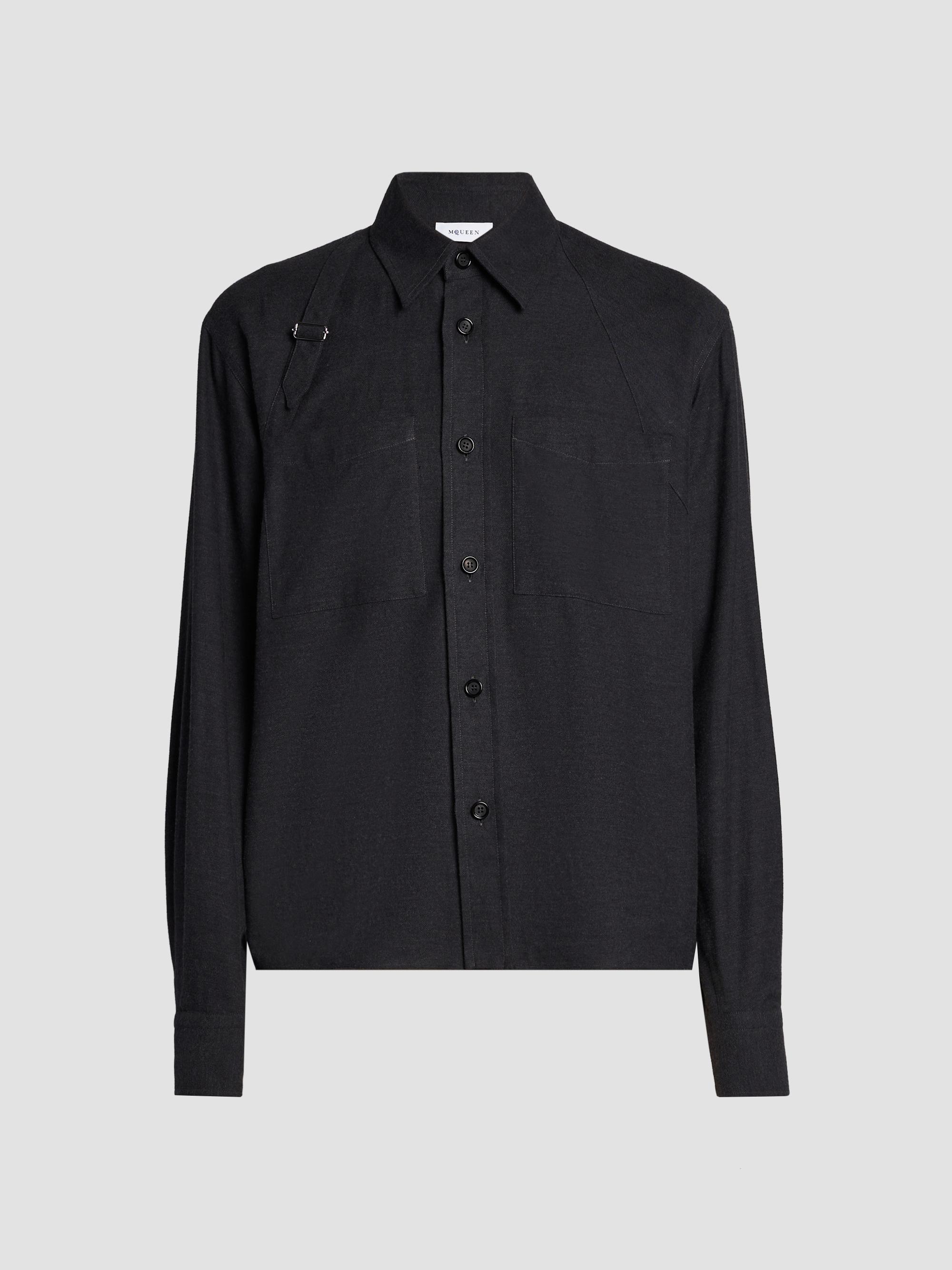 McQueen Men's Harness Cotton Flannel Shirt - Charcoal