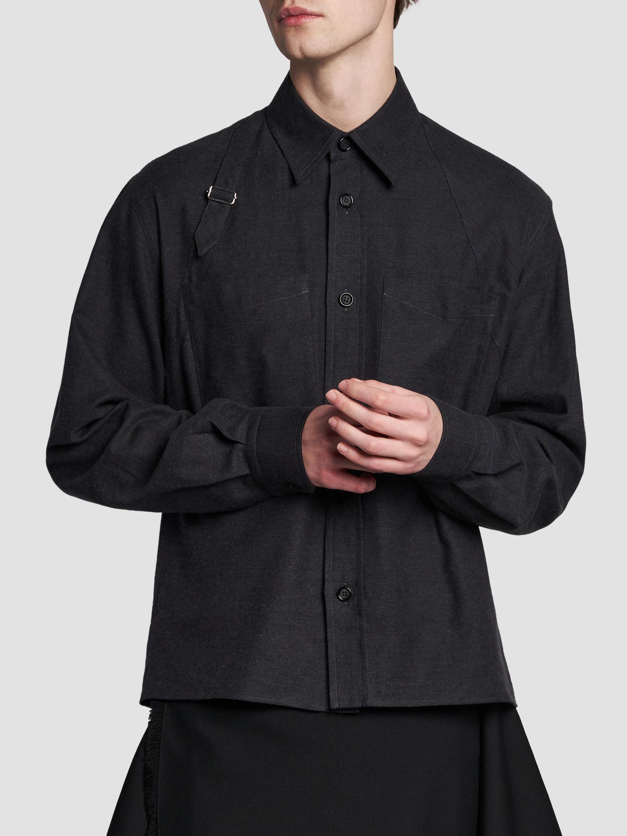 McQueen Men's Harness Cotton Flannel Shirt - Charcoal | Thumbnail 3