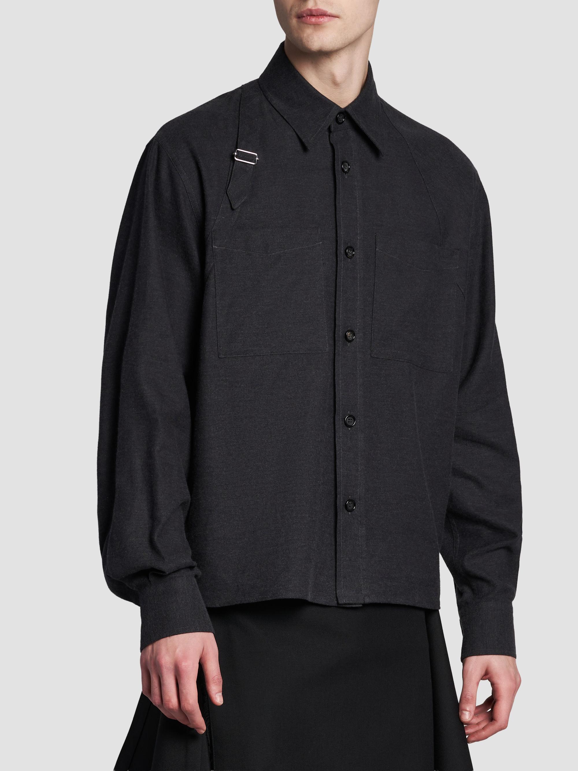 McQueen Men's Harness Cotton Flannel Shirt - Charcoal | Thumbnail 4
