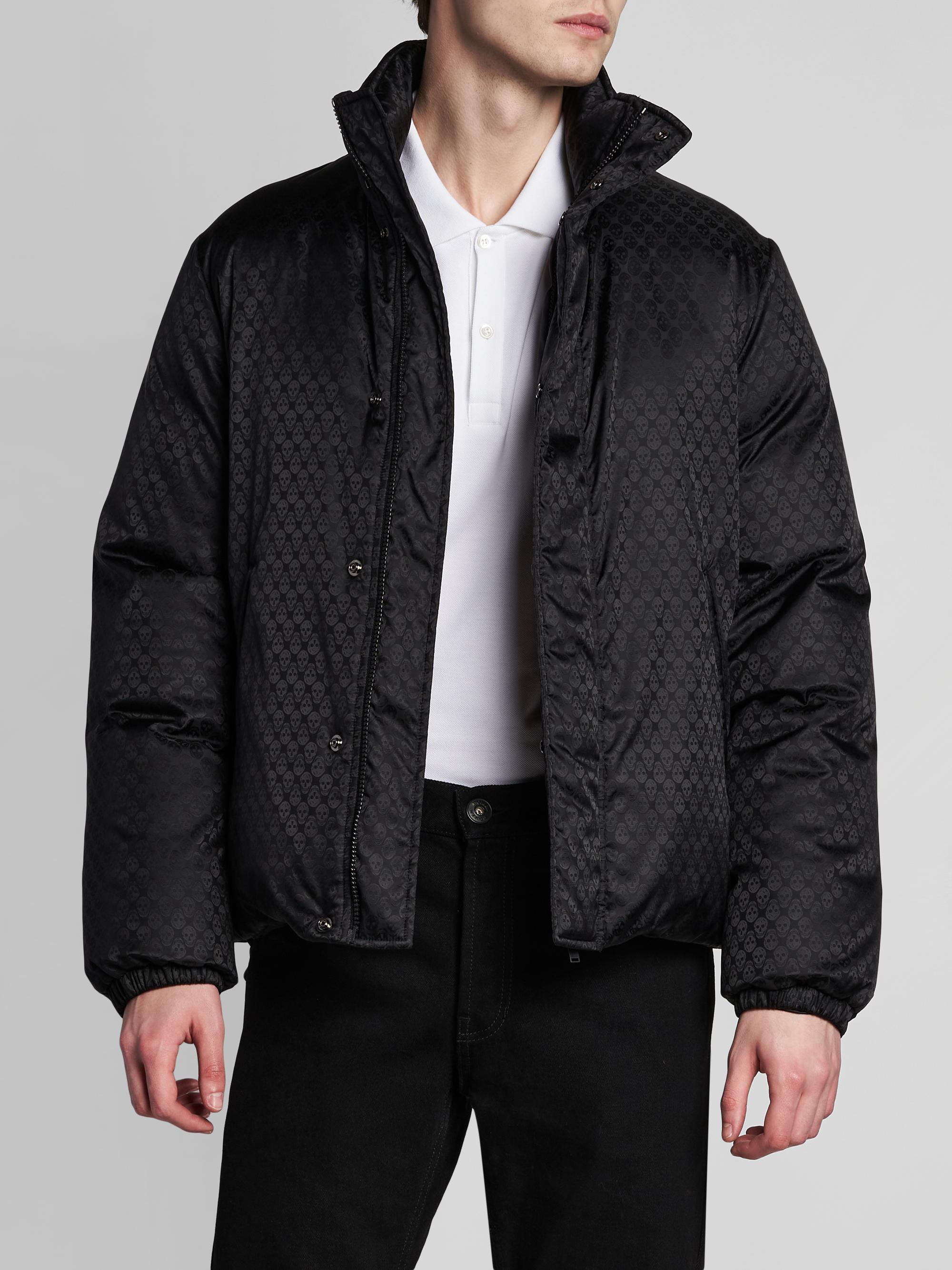 McQueen Men's Skull Jacquard Nylon Coat - Black | Thumbnail 3
