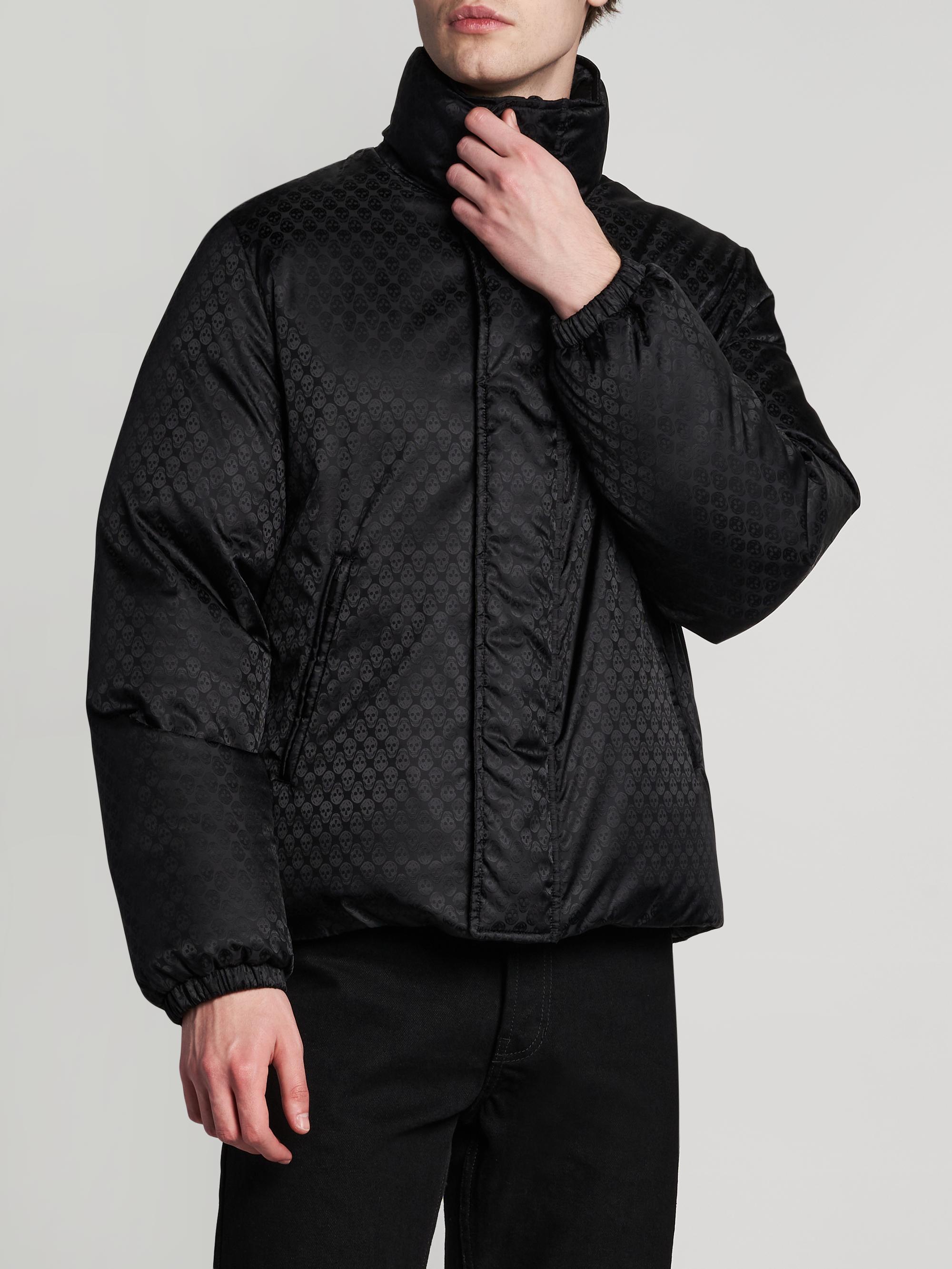 McQueen Men's Skull Jacquard Nylon Coat - Black | Thumbnail 4