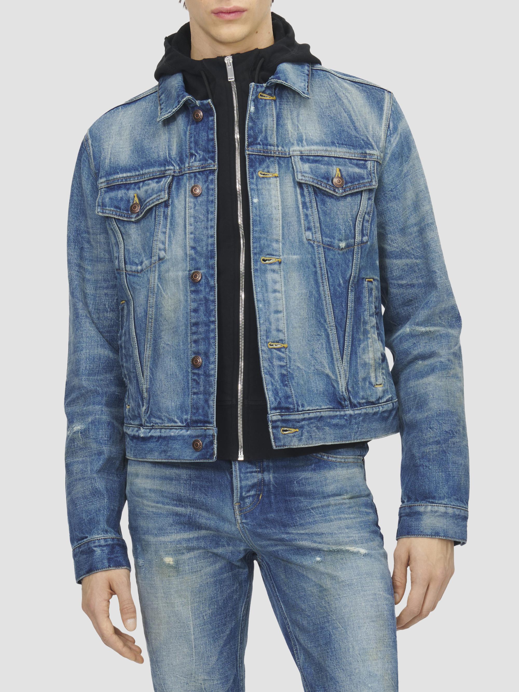 McQueen Men's Distressed Cotton Denim Jacket - Blue Washed | Thumbnail 3