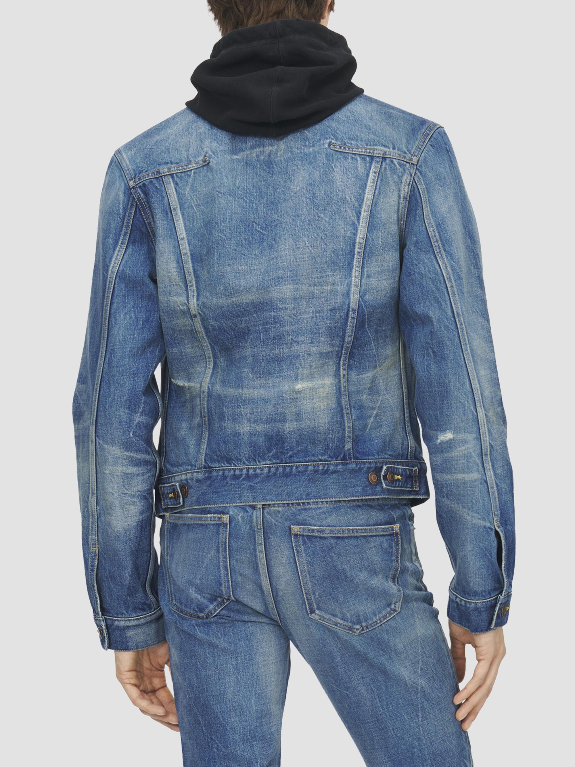 McQueen Men's Distressed Cotton Denim Jacket - Blue Washed | Thumbnail 5