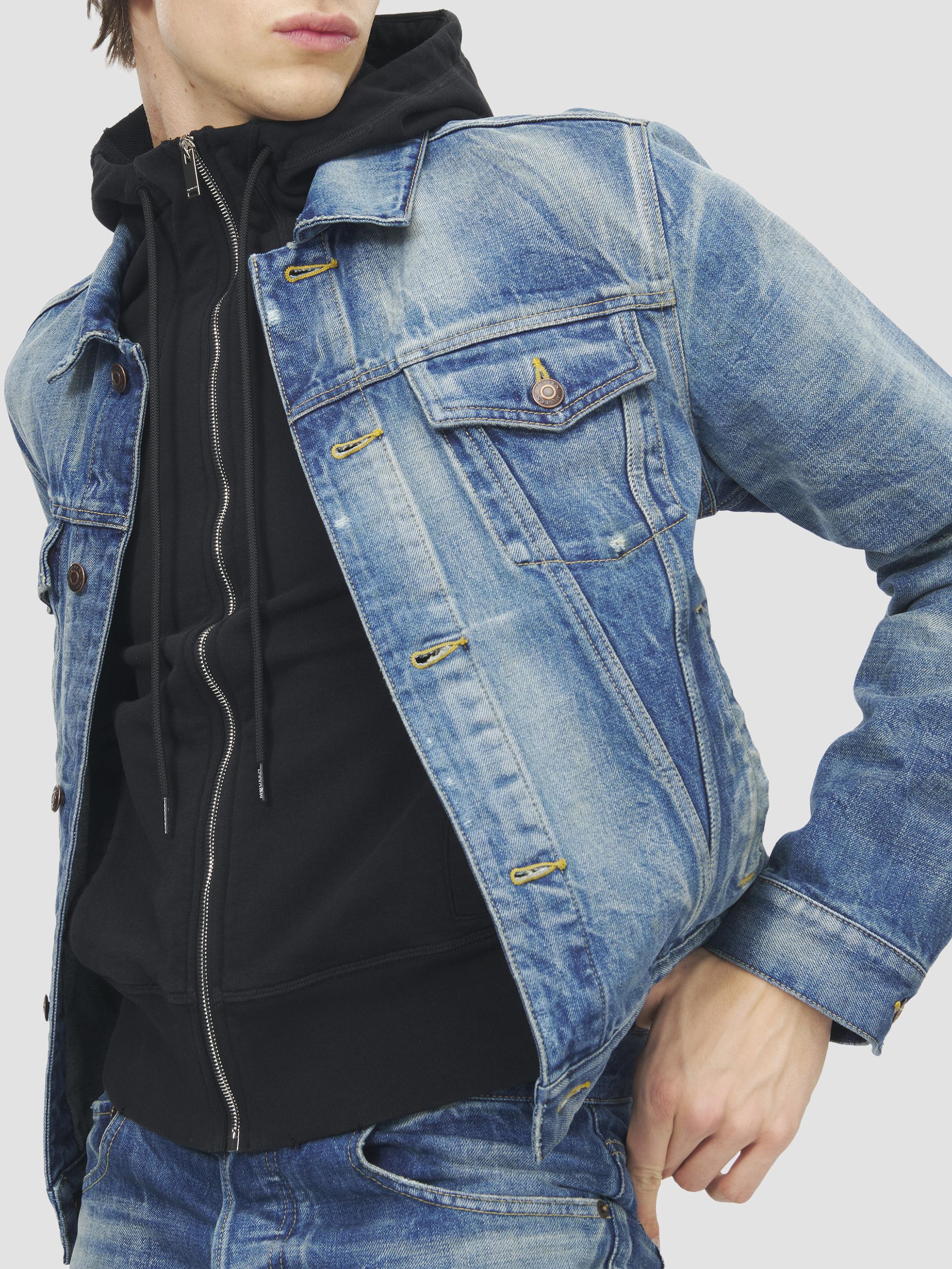 McQueen Men's Distressed Cotton Denim Jacket - Blue Washed | Thumbnail 6