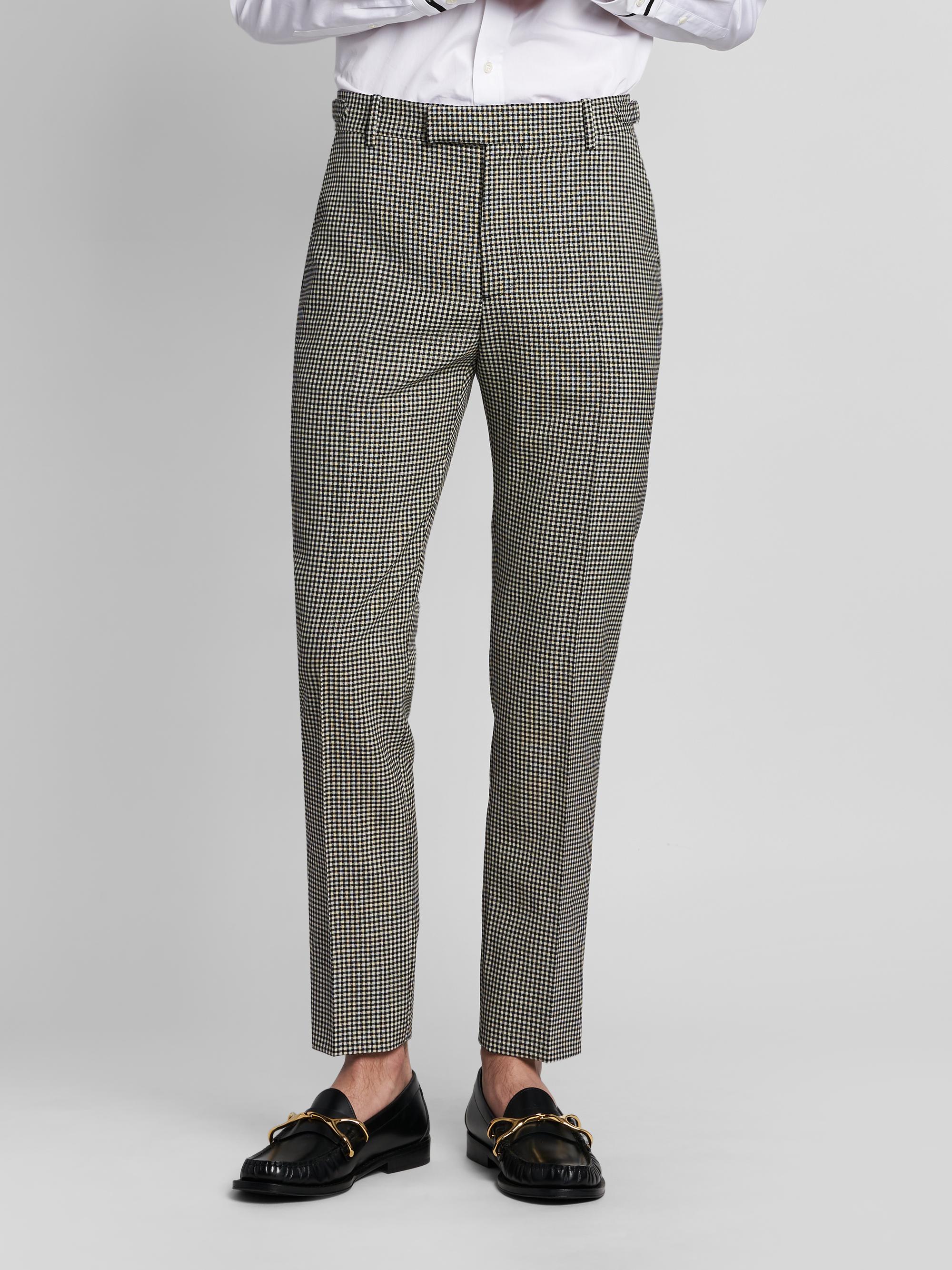 McQueen Men's Gingham Wool Trousers - Black | Thumbnail 3