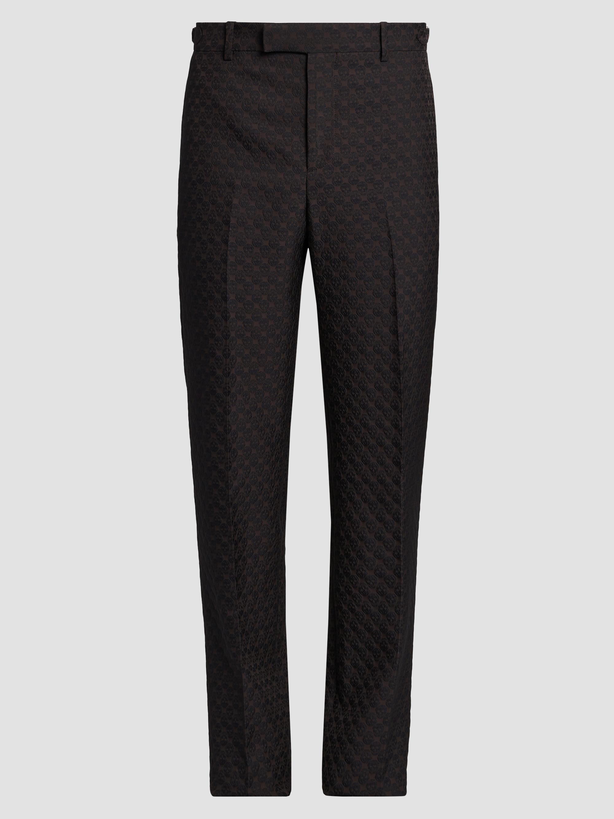McQueen Men's Skull Jacquard Trousers - Brown