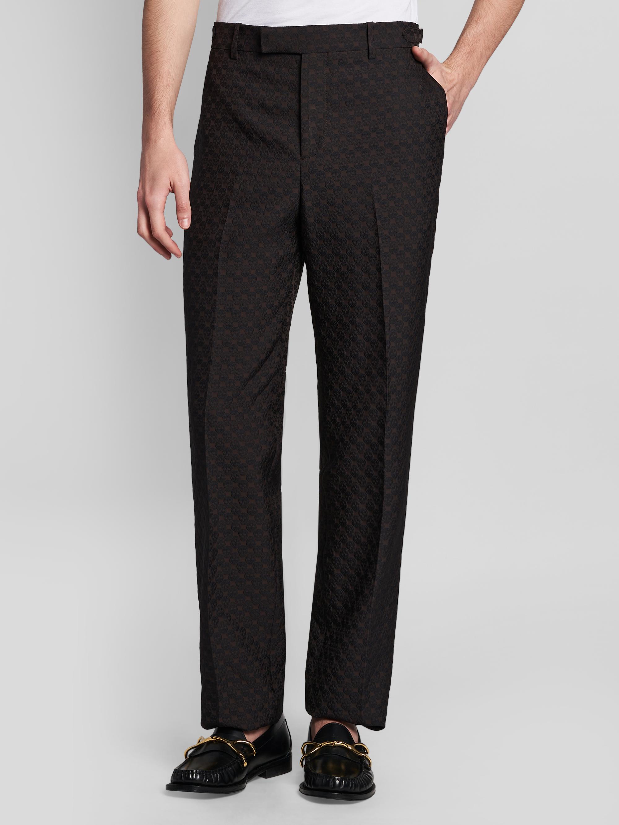 McQueen Men's Skull Jacquard Trousers - Brown | Thumbnail 3