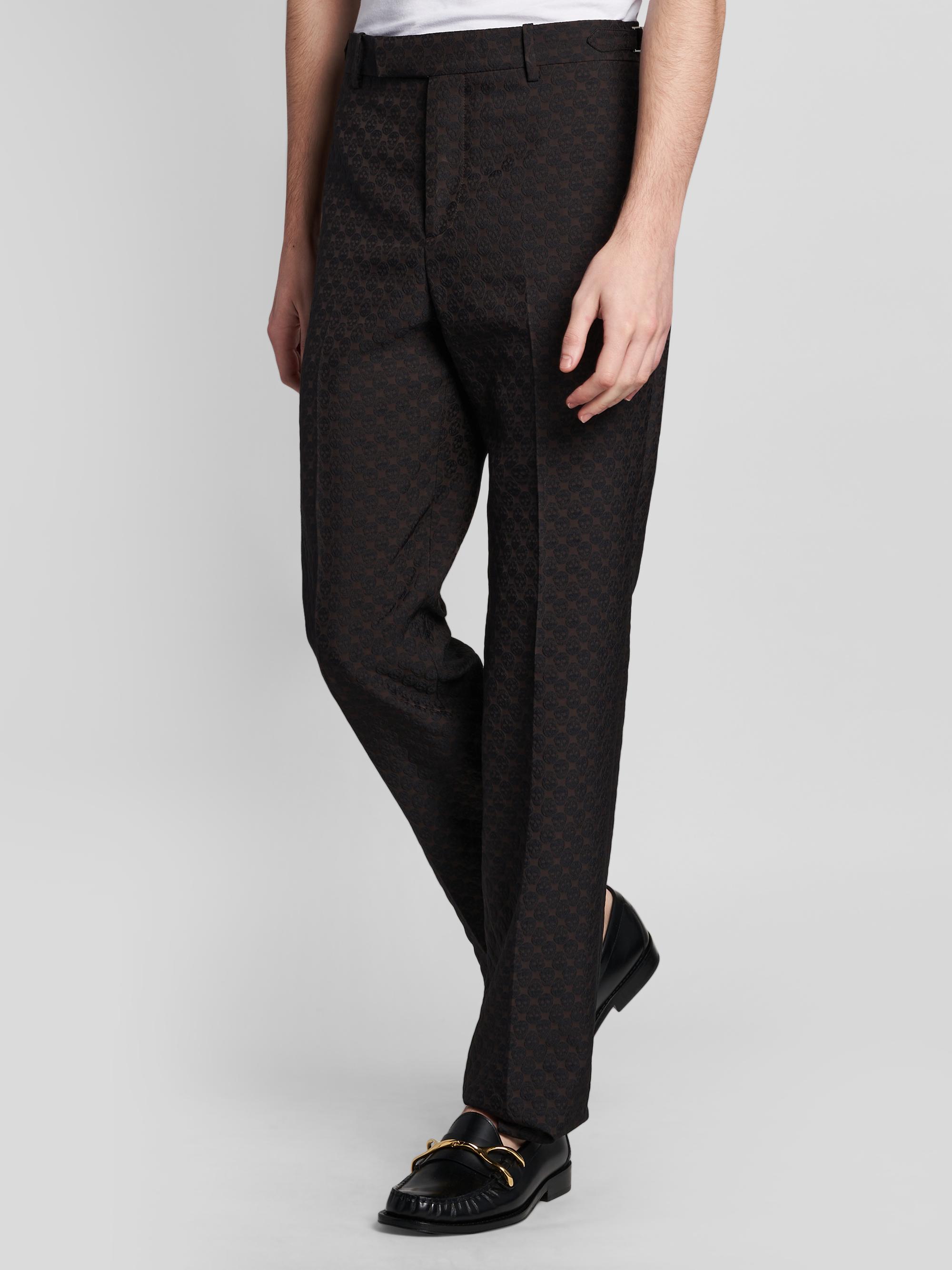 McQueen Men's Skull Jacquard Trousers - Brown | Thumbnail 4