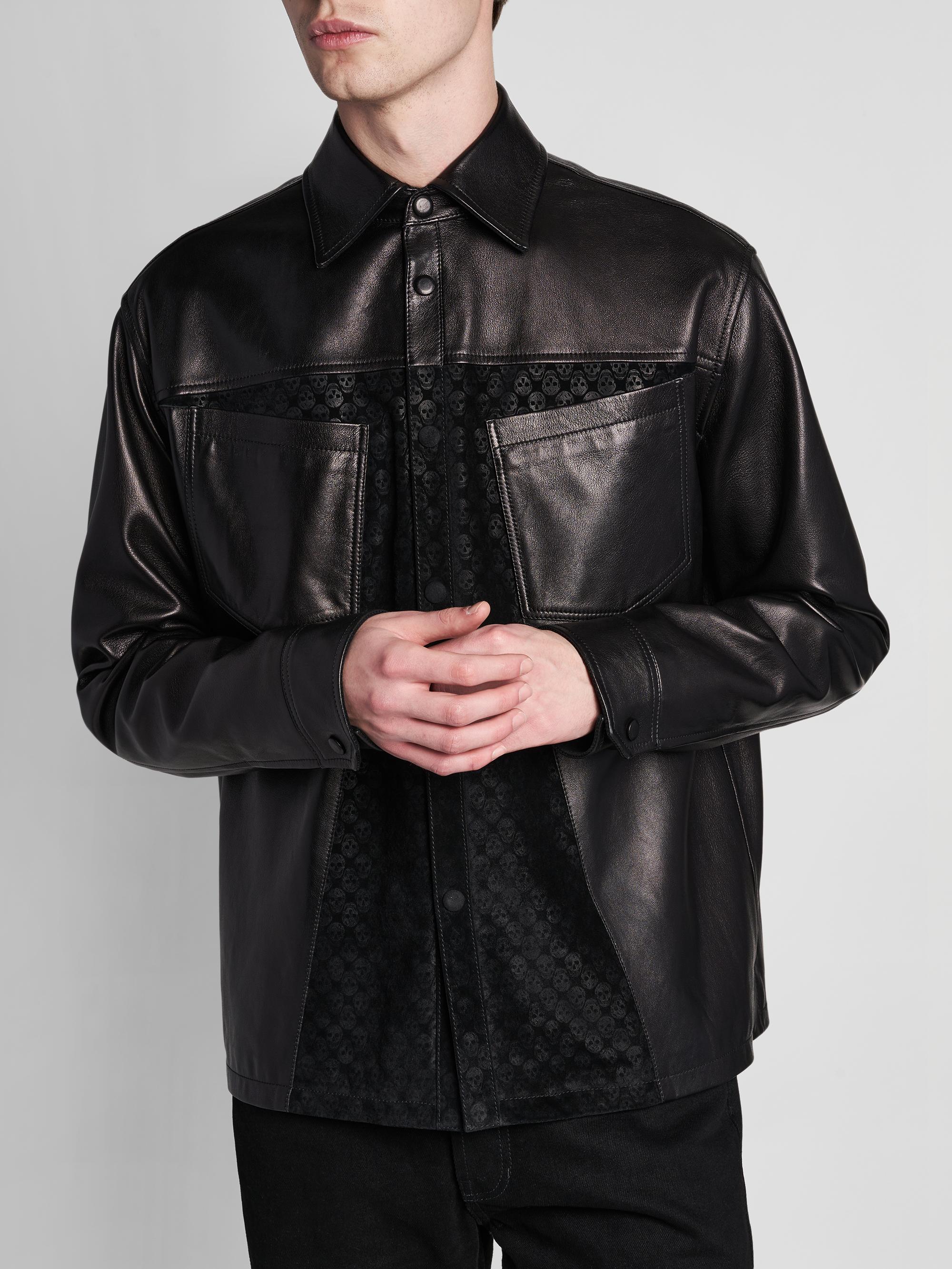 McQueen Men's Skull-Embossed Leather Jacket - Black | Thumbnail 6