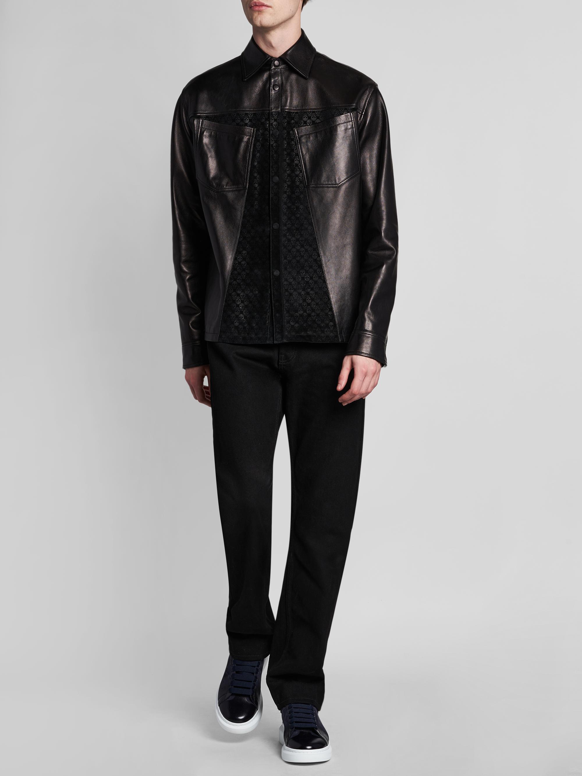 McQueen Men's Skull-Embossed Leather Jacket - Black | Thumbnail 2