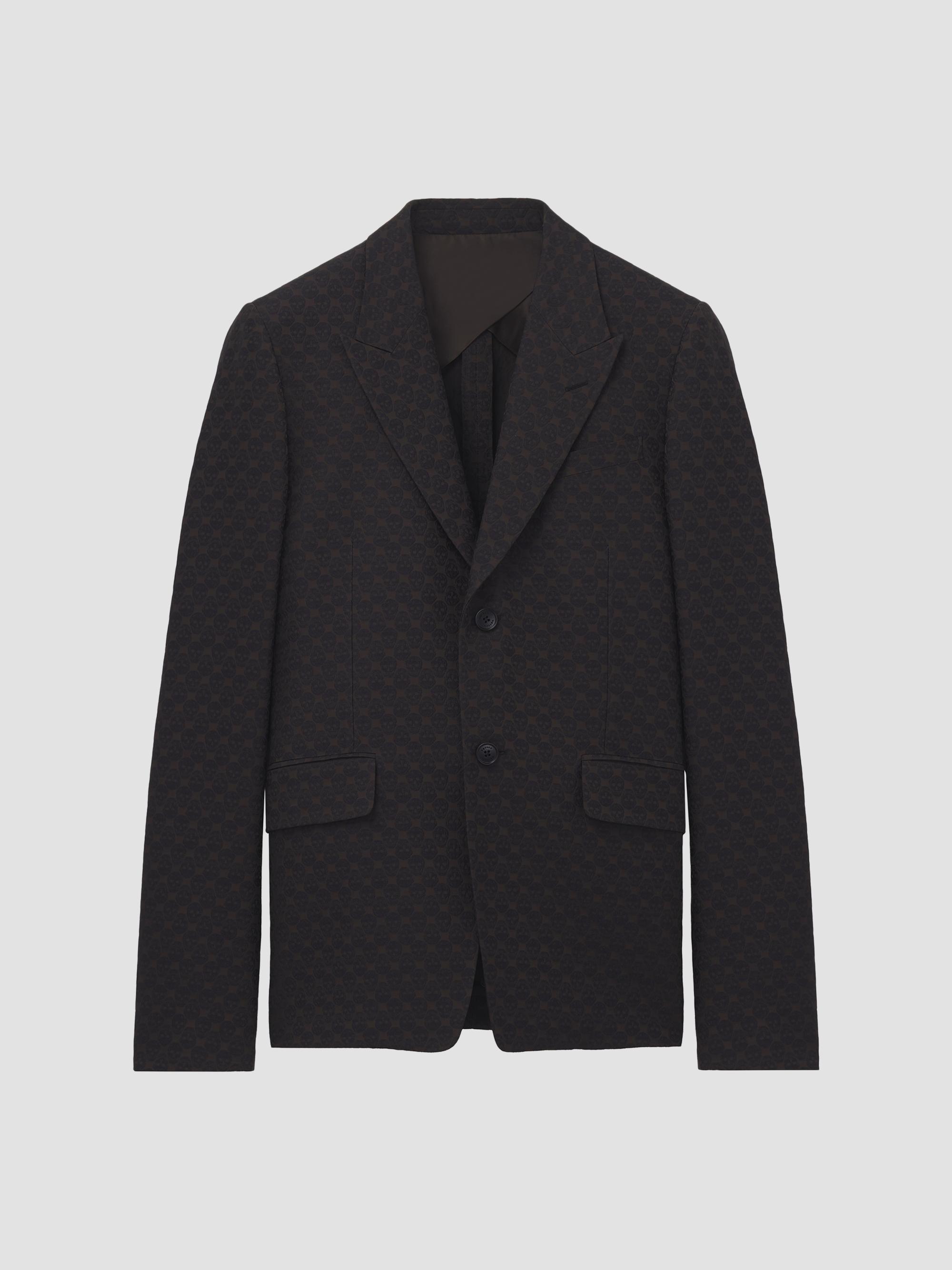 McQueen Men's Skull Jacquard Single-Breasted Jacket - Brown