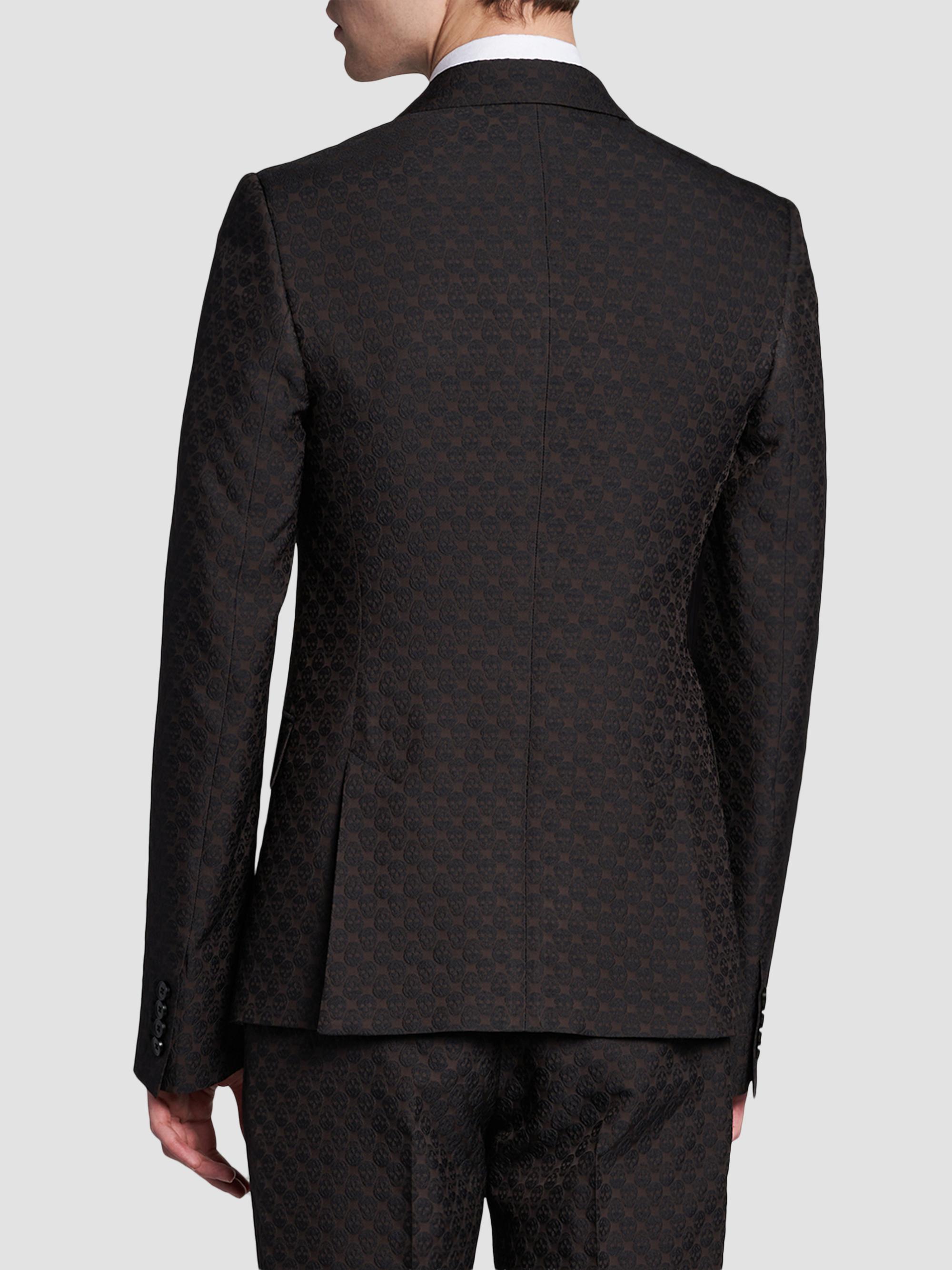 McQueen Men's Skull Jacquard Single-Breasted Jacket - Brown | Thumbnail 5