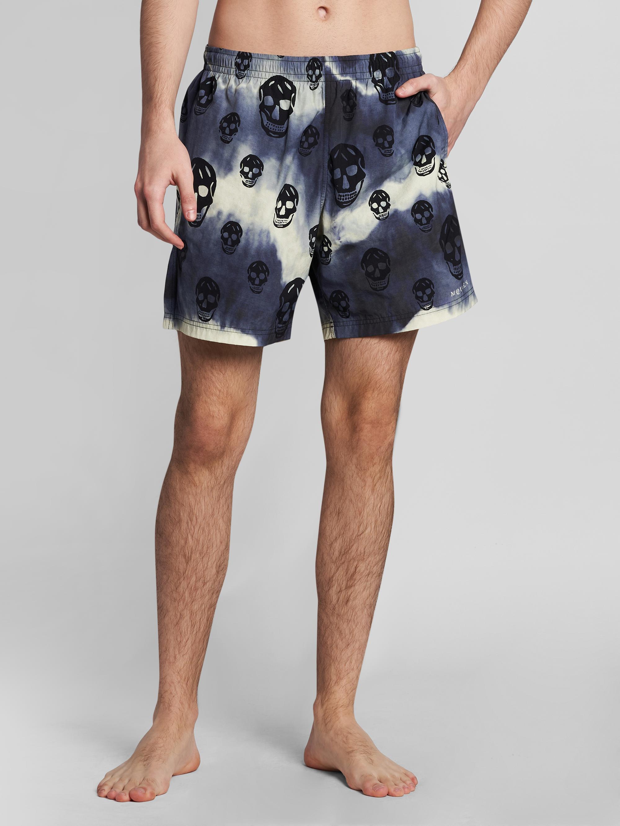 McQueen Men's Tie-Dye Skull Nylon Shorts - Navy Black | Thumbnail 3