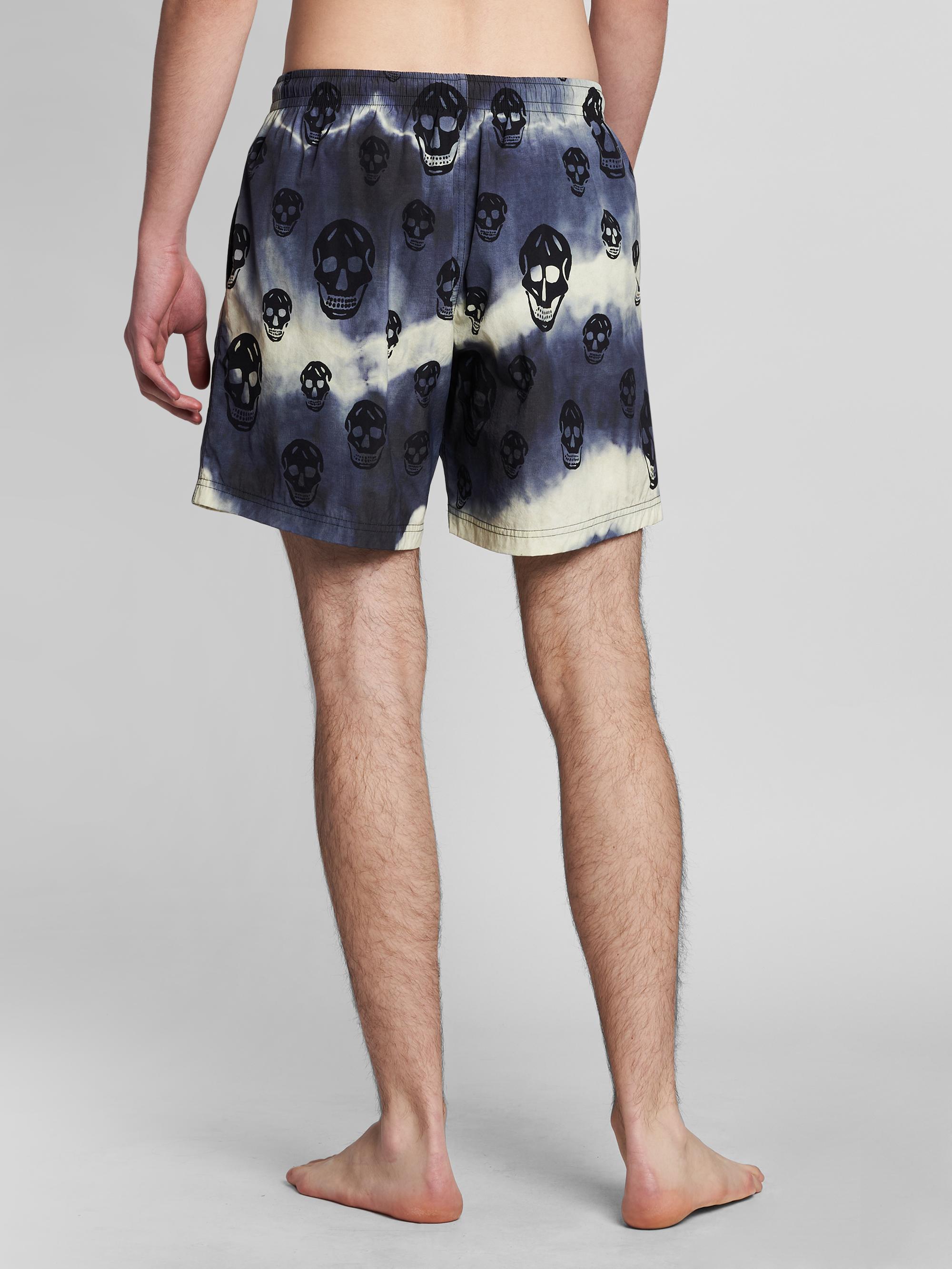 McQueen Men's Tie-Dye Skull Nylon Shorts - Navy Black | Thumbnail 5