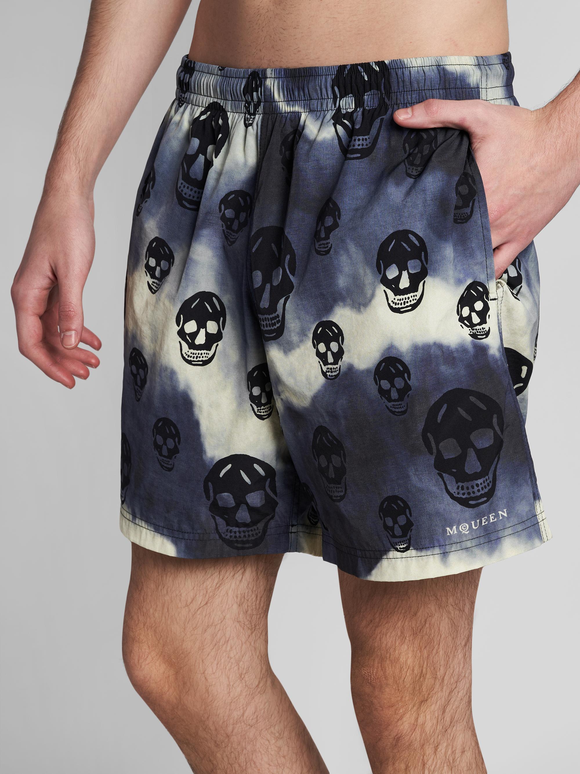 McQueen Men's Tie-Dye Skull Nylon Shorts - Navy Black | Thumbnail 6