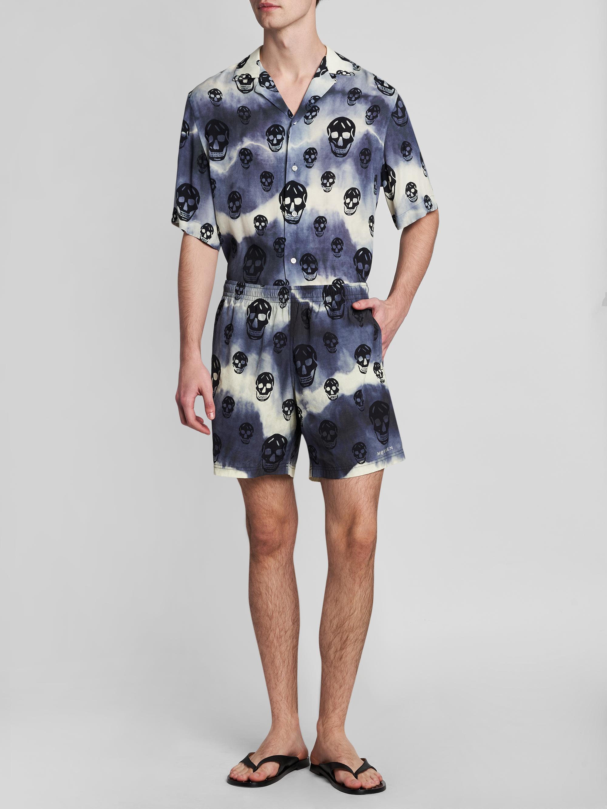 McQueen Men's Tie-Dye Skull Nylon Shorts - Navy Black | Thumbnail 2