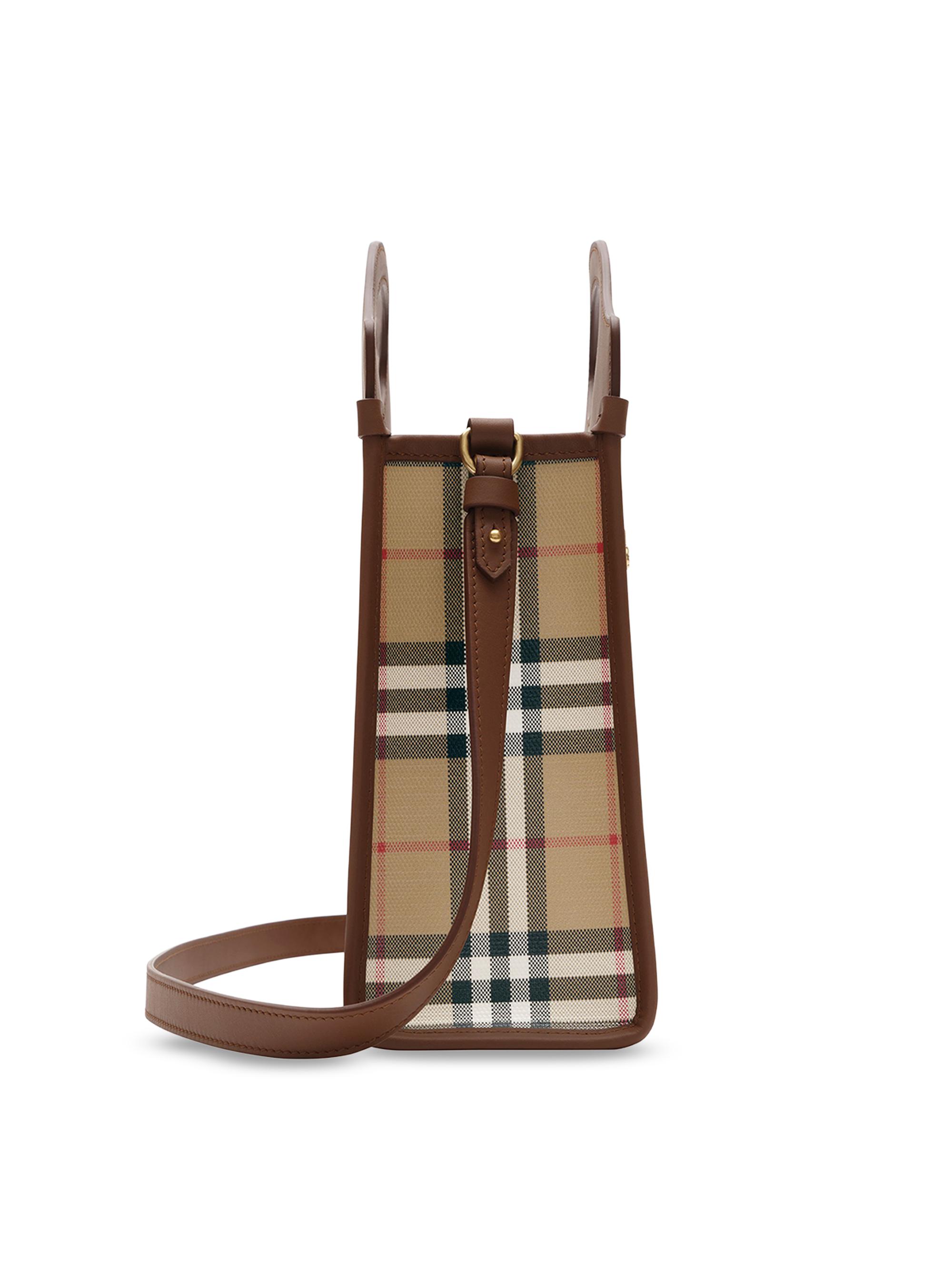 Burberry Women's Mini Check Canvas & Leather Pocket Bag - Archive Beige | Thumbnail 2