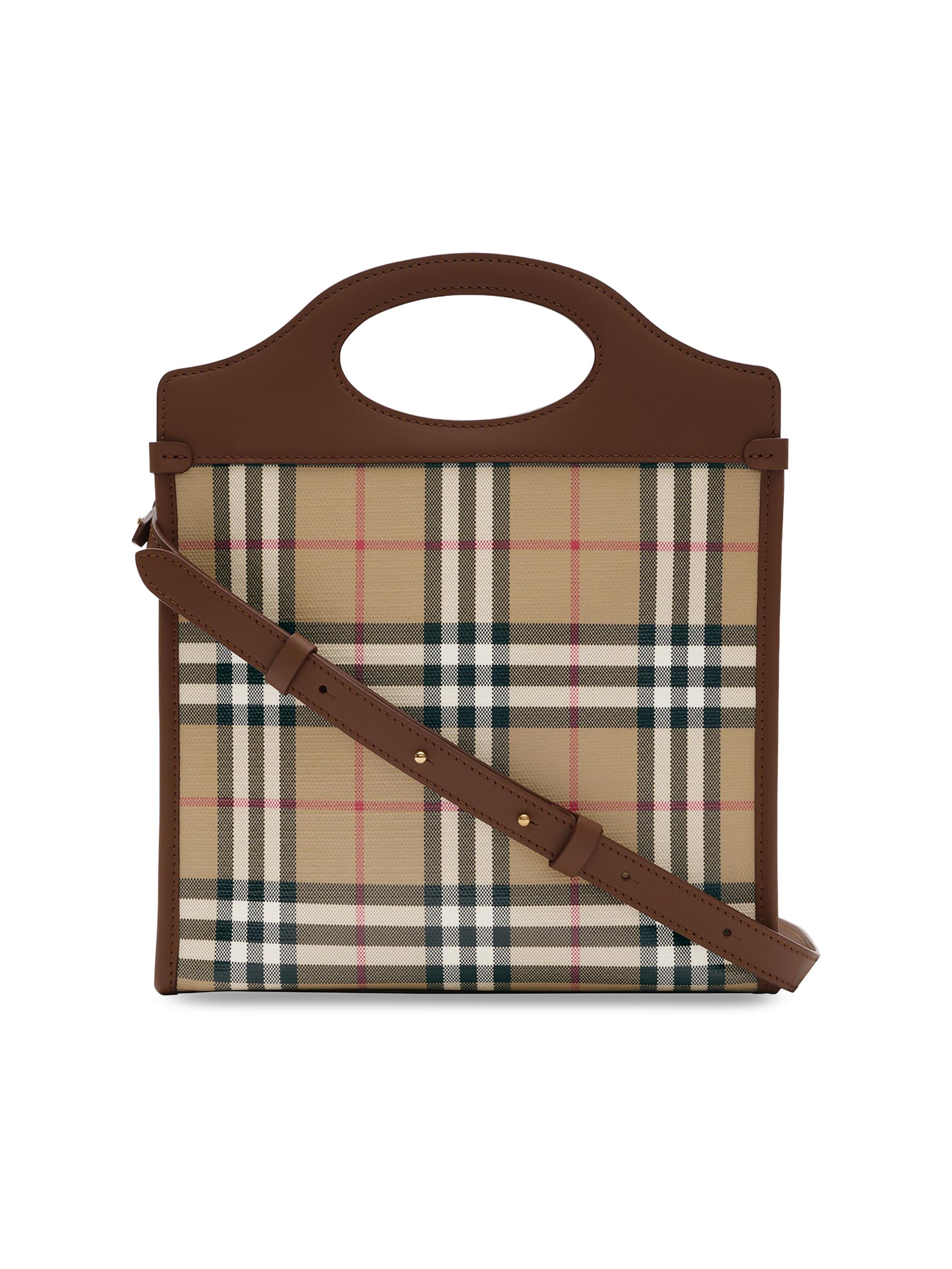 Burberry Women's Mini Check Canvas & Leather Pocket Bag - Archive Beige | Thumbnail 3