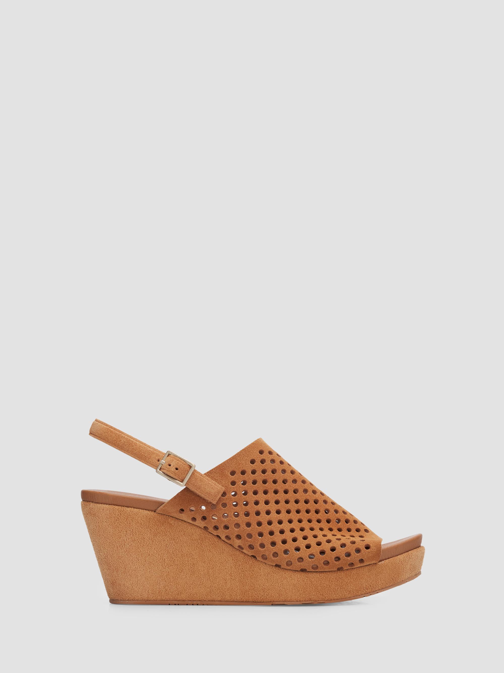 Pedro Garcia Women's Alvara Perforated 65MM Suede Wedge Mules - Adobe Castoro