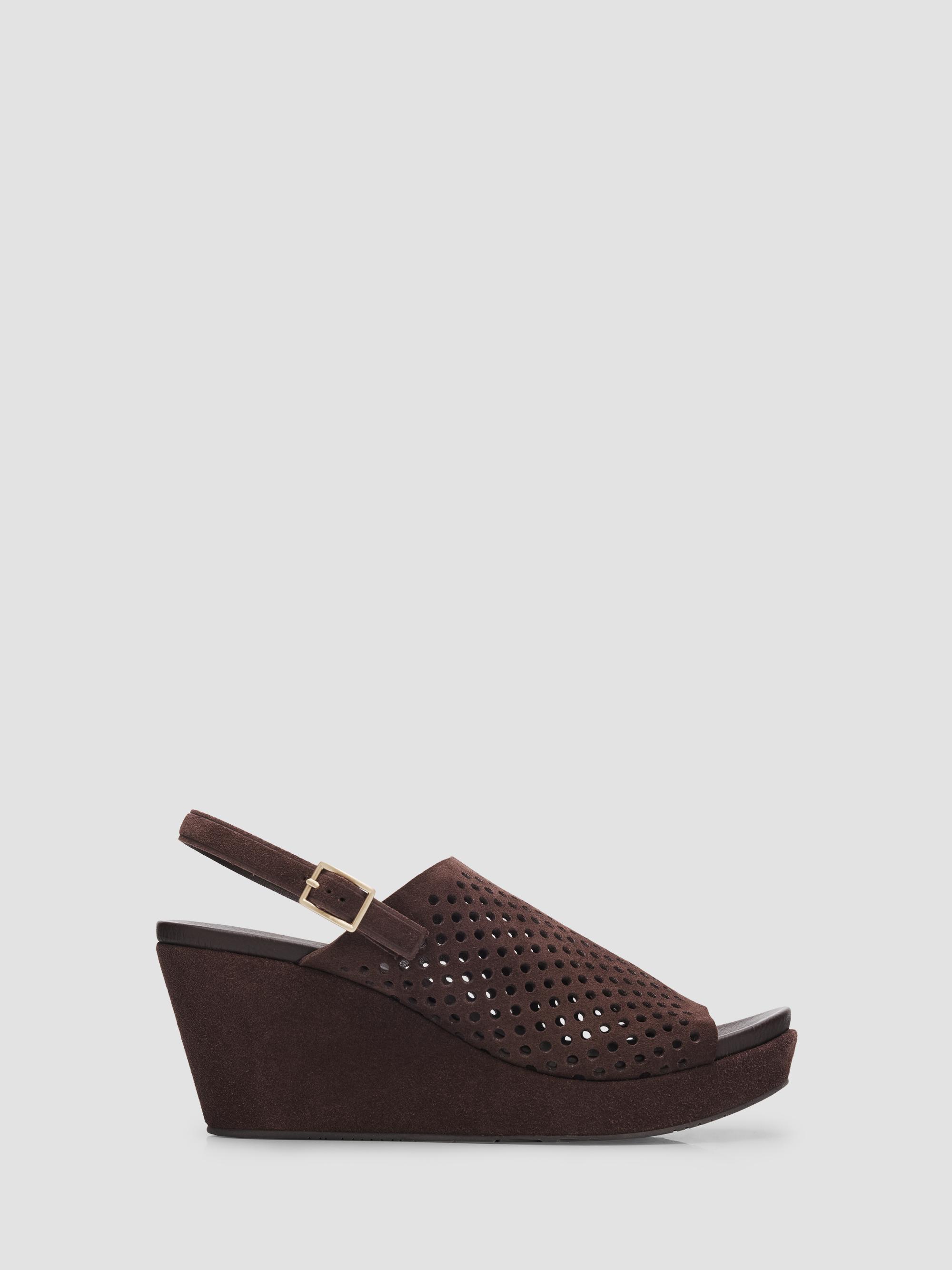 Pedro Garcia Women's Alvara Perforated 65MM Suede Wedge Mules - Brown Castoro