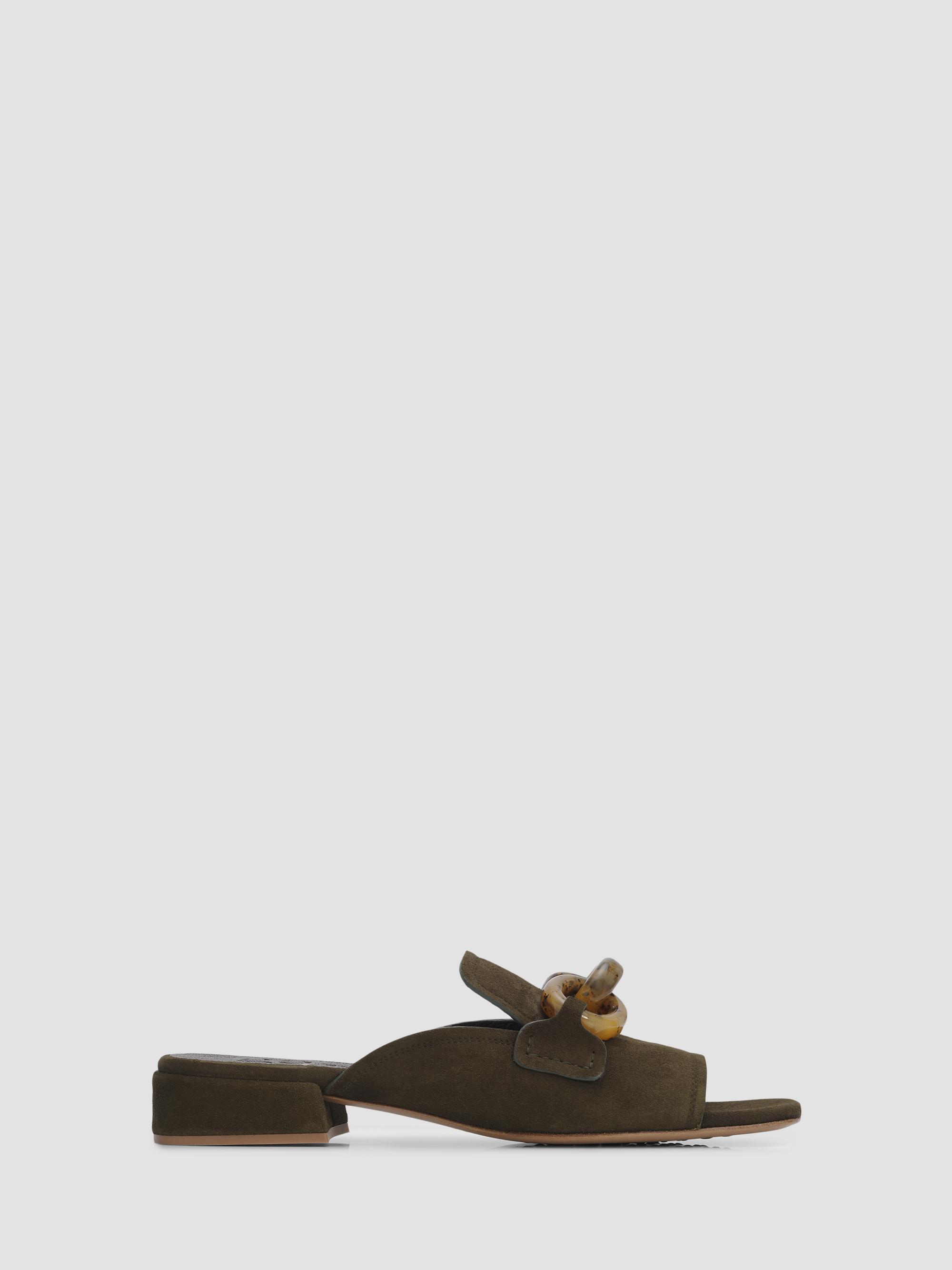 Pedro Garcia Women's Enna Chain Link Suede Mules - Gator Plush Suede