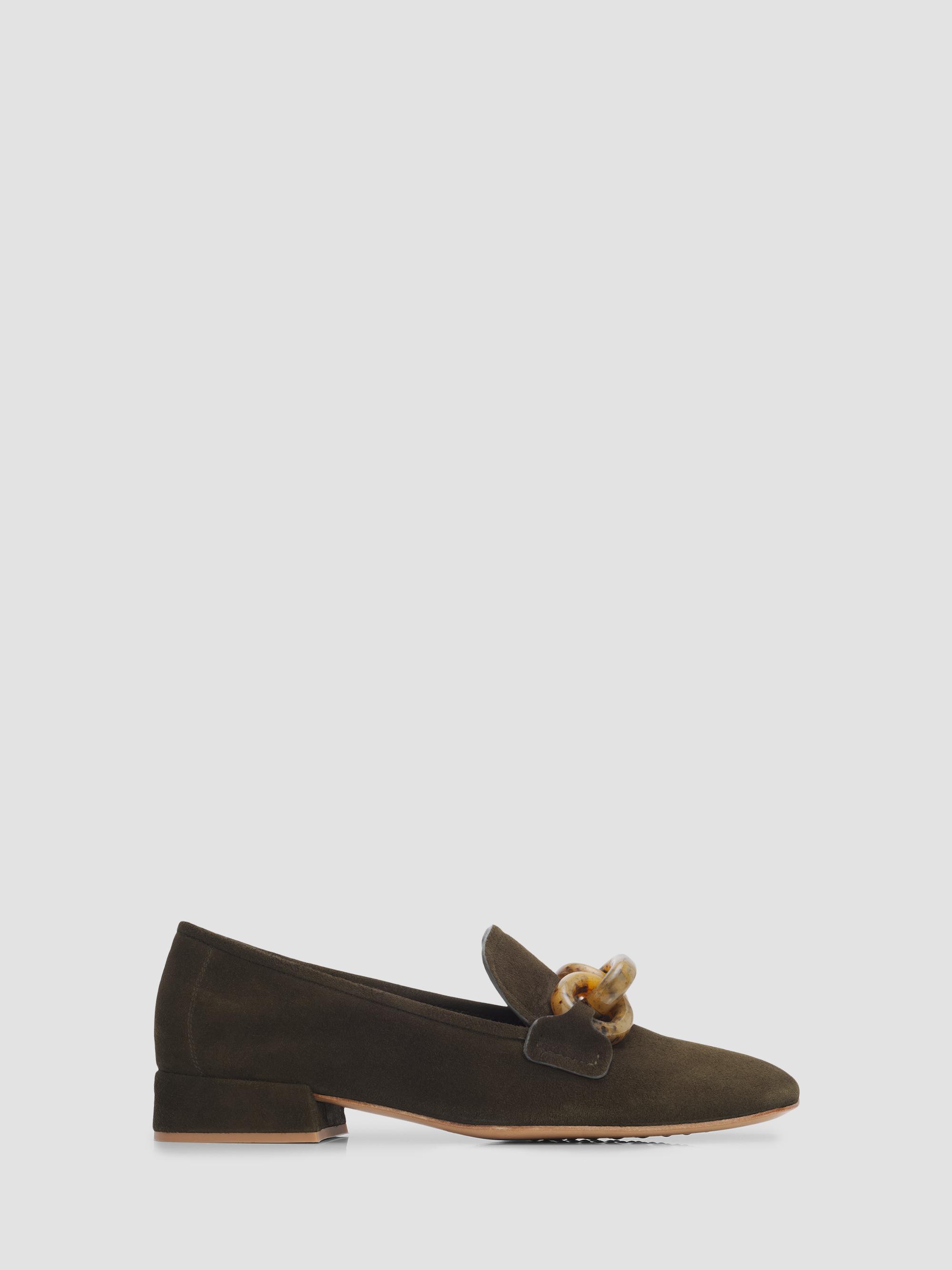 Pedro Garcia Women's Gizi Chain-Link Suede Loafers - Gator Plush Suede