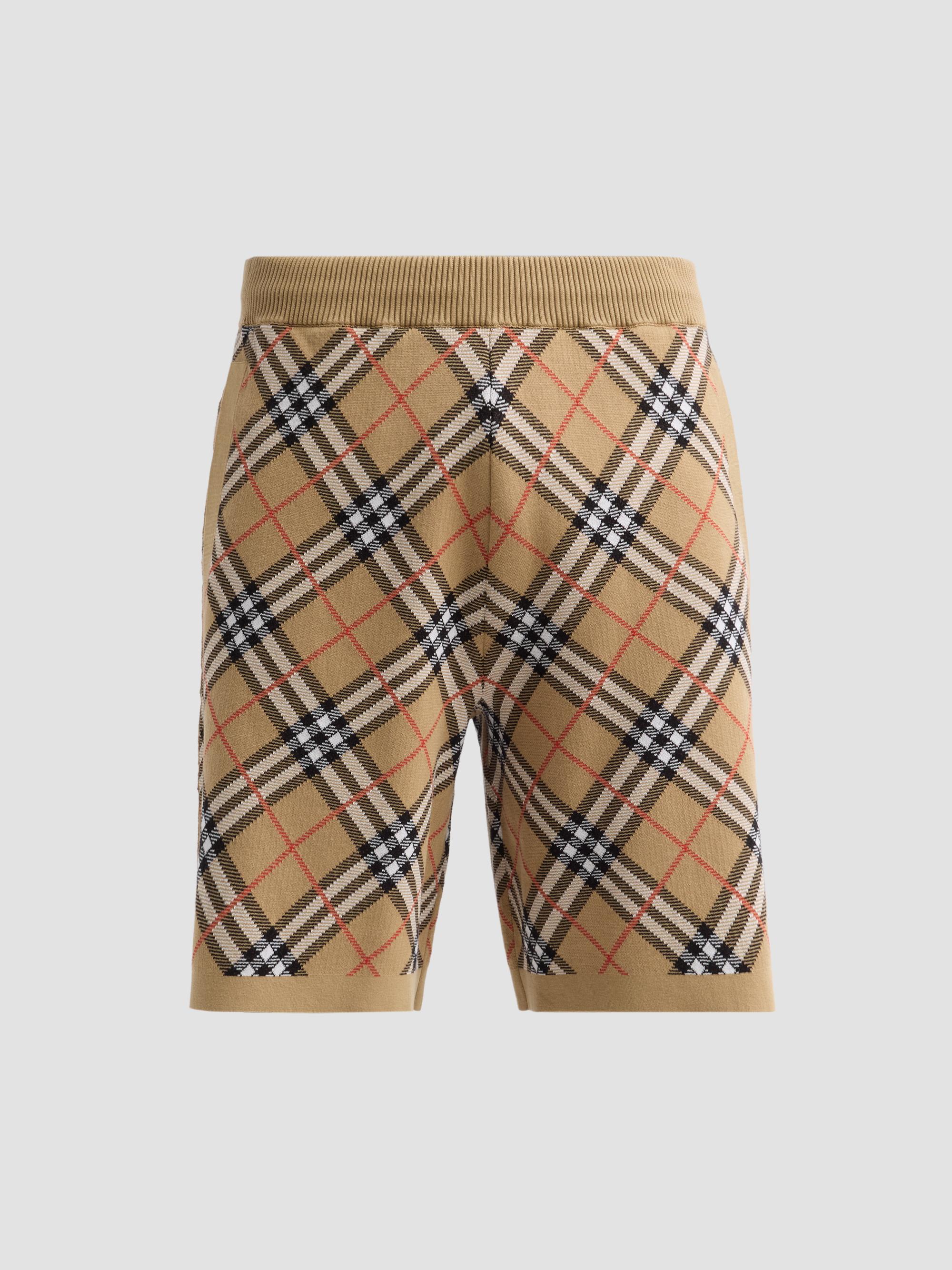 Burberry Men's Gawain Check Knit Shorts - Sand Ip Check | Thumbnail 6