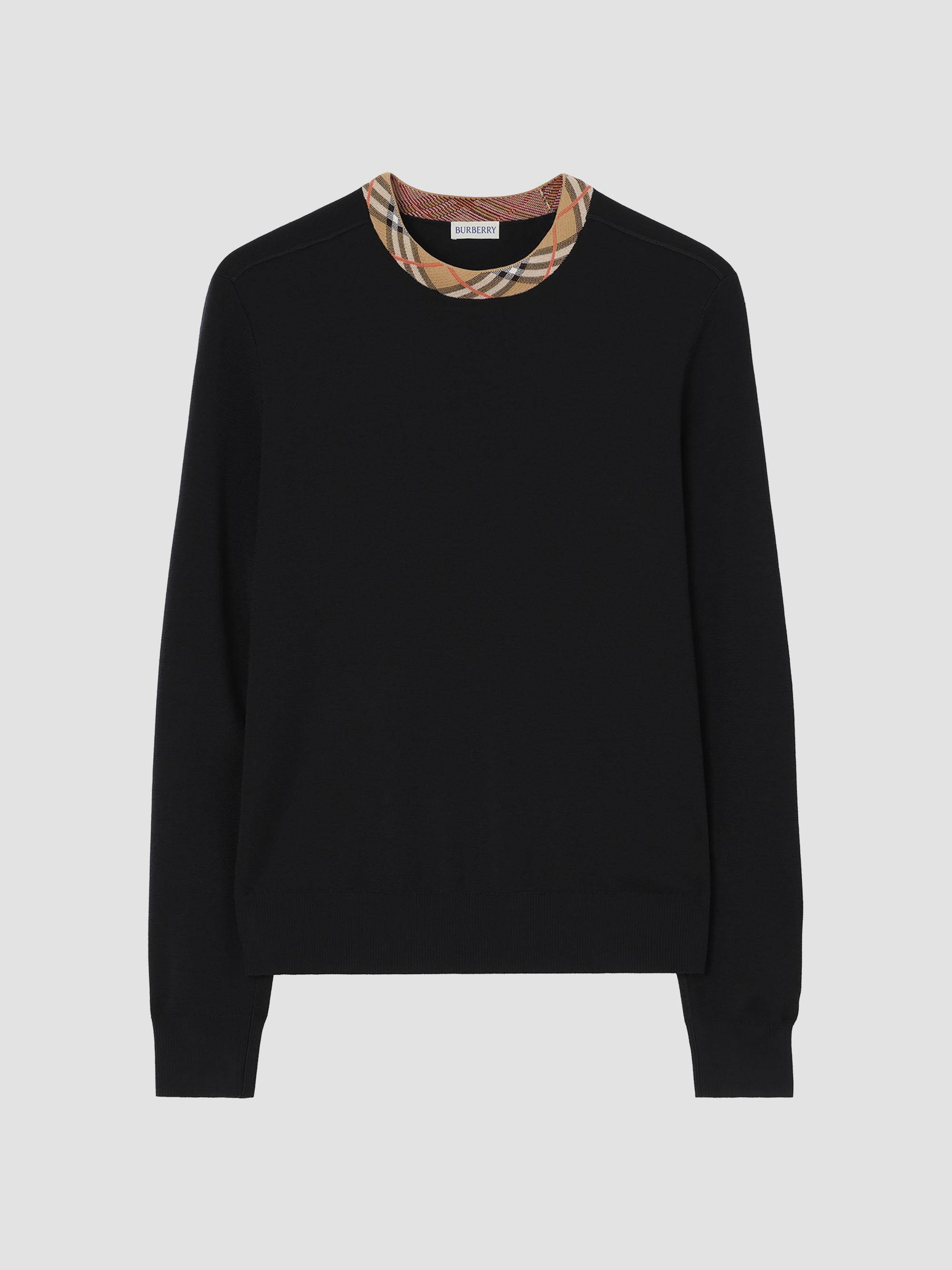 Burberry Michael Check Trim Wool Sweater | Saks Fifth Avenue