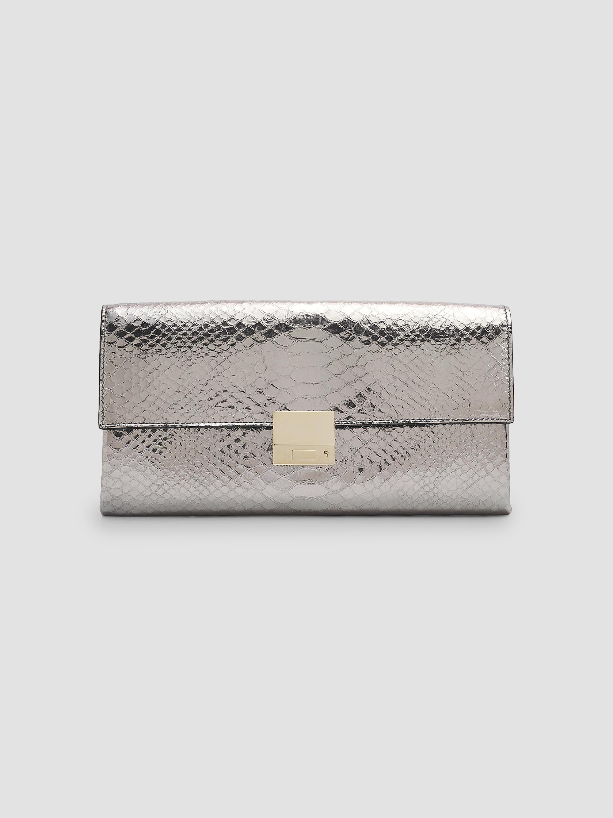 TOM FORD Women's Jean Python-Embossed Leather Clutch - Silver