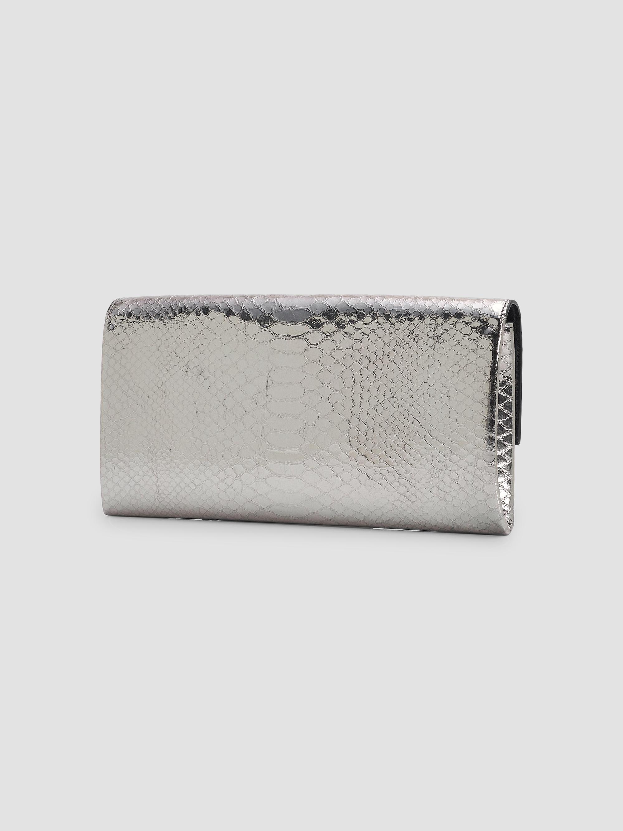 TOM FORD Women's Jean Python-Embossed Leather Clutch - Silver | Thumbnail 2