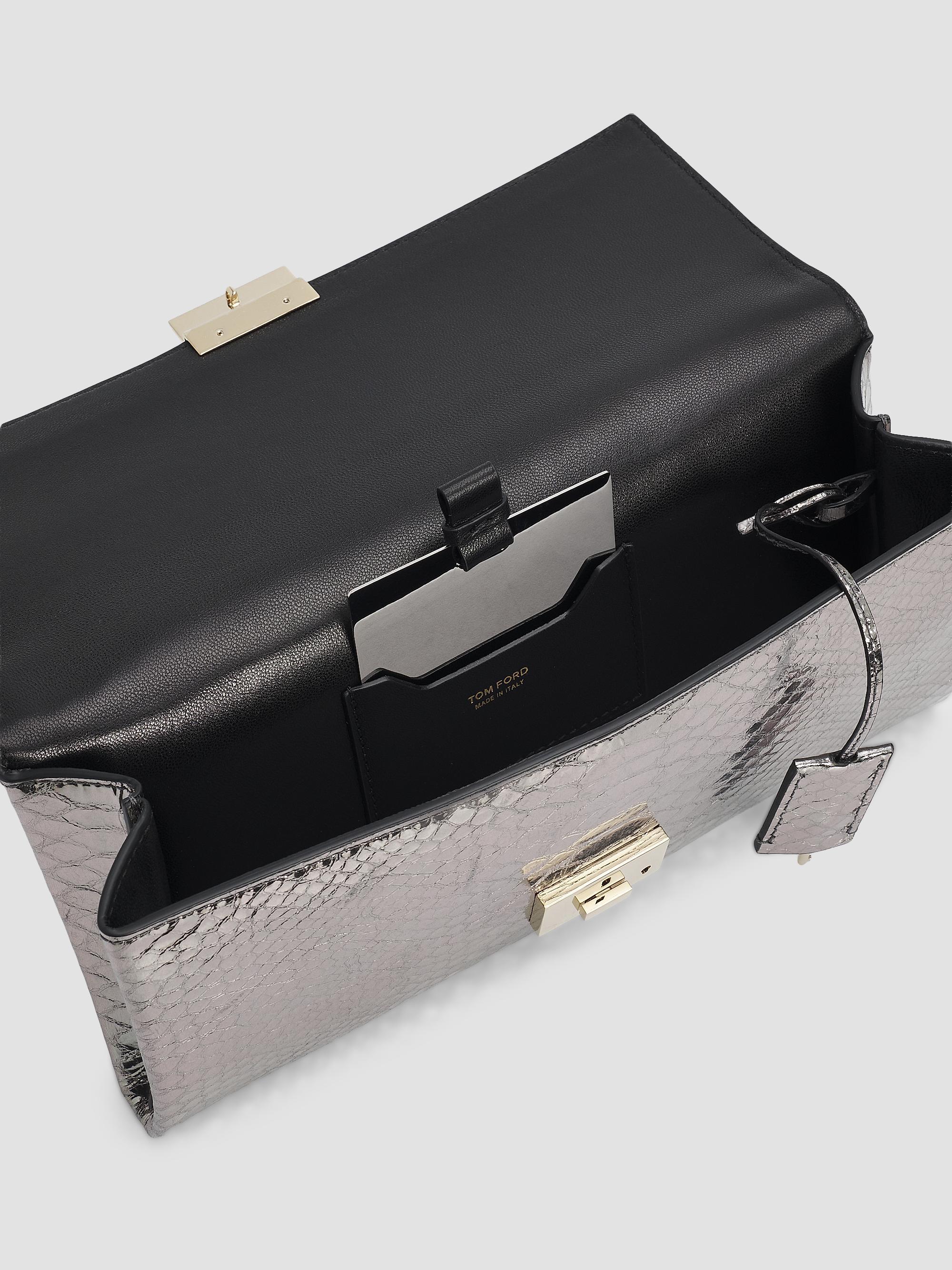 TOM FORD Women's Jean Python-Embossed Leather Clutch - Silver | Thumbnail 3