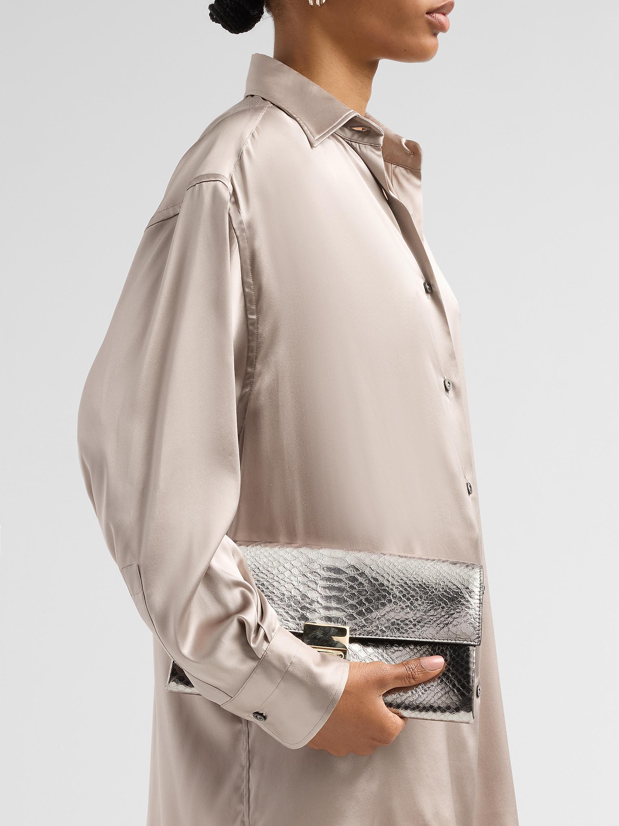 TOM FORD Women's Jean Python-Embossed Leather Clutch - Silver | Thumbnail 4
