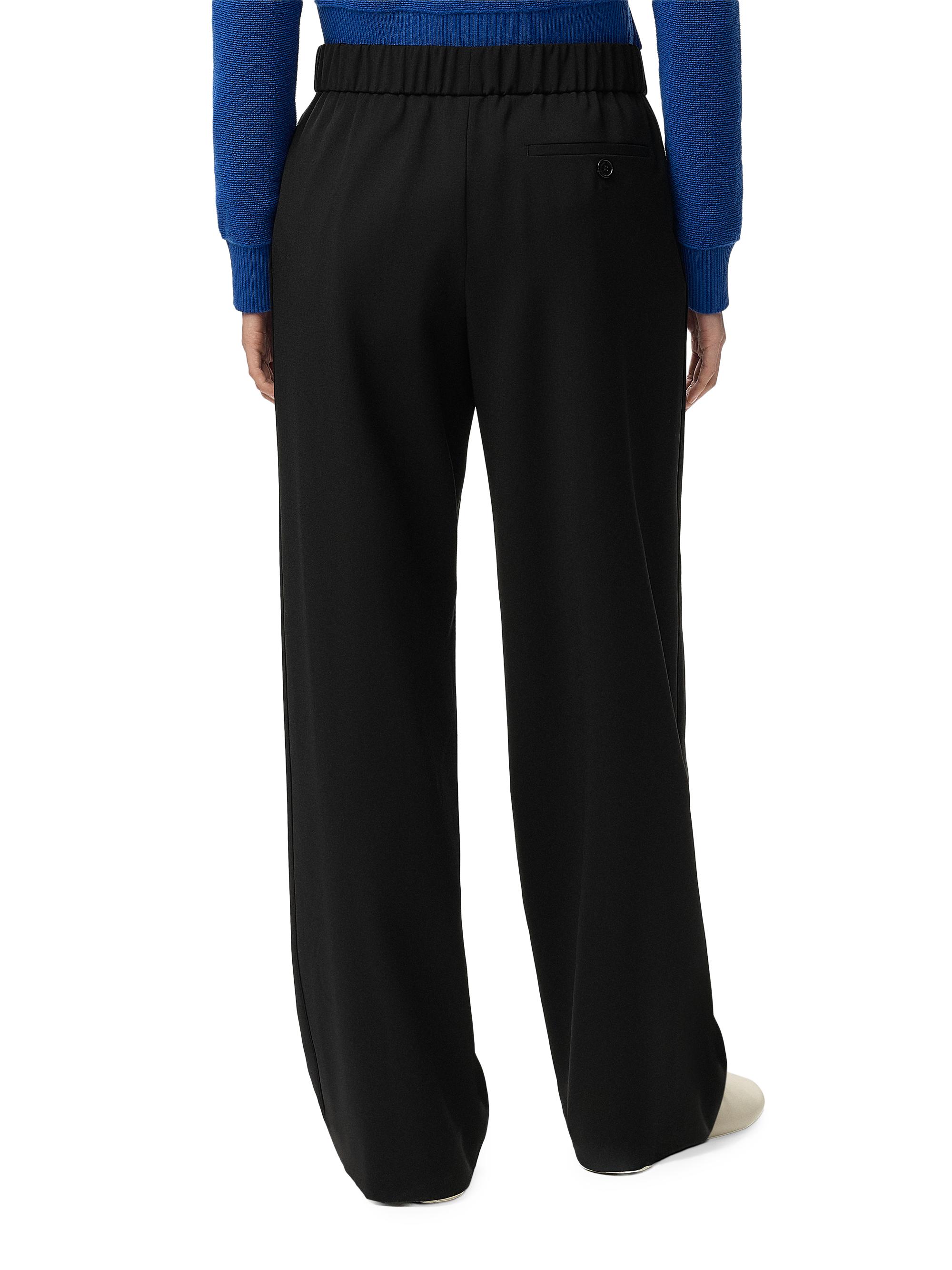 LOEWE Women's Pleated-Front Logo-Waist Wool-Blend Trousers - Black | Thumbnail 4