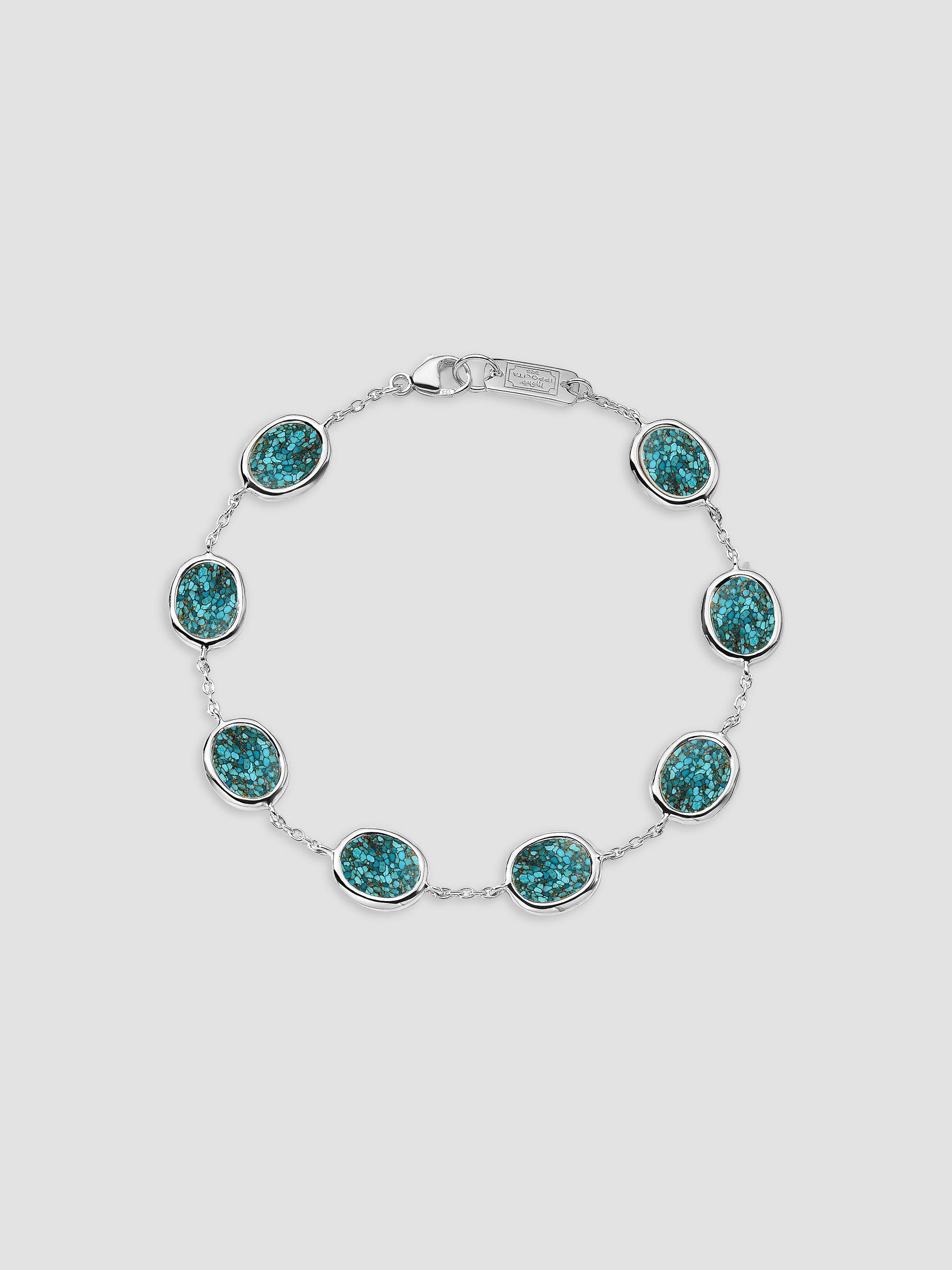 Ippolita Women's Polished Rock Candy Mini Oval Slice Sterling Silver, Bronze & Turquoise Bracelet - Silver