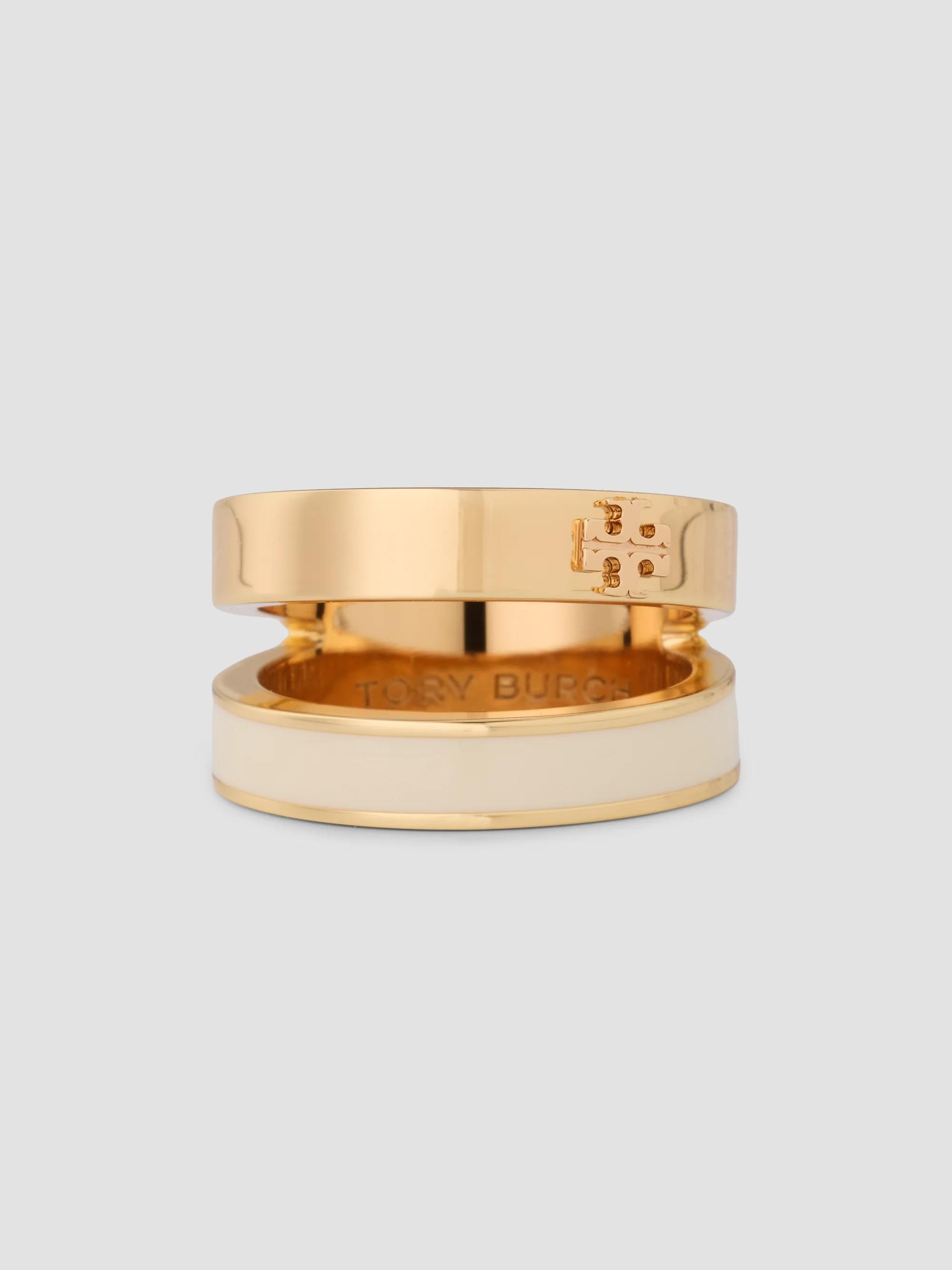 Tory Burch Miller Two-Tone Goldtone & Stainless Steel Stud Ring