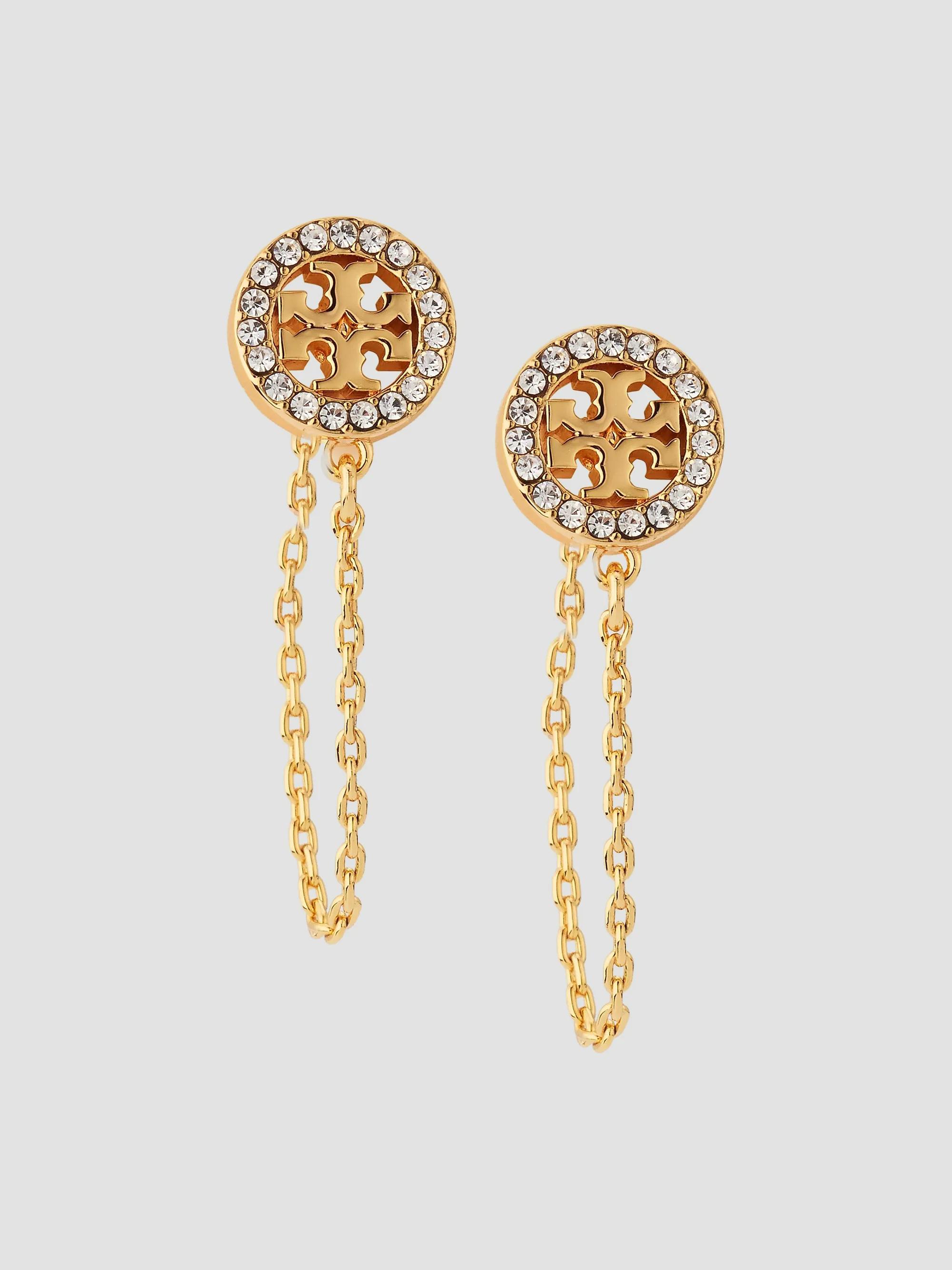 Tory Burch 16K Yellow-Gold-Plated Logo Circle Stud Earrings | Saks 