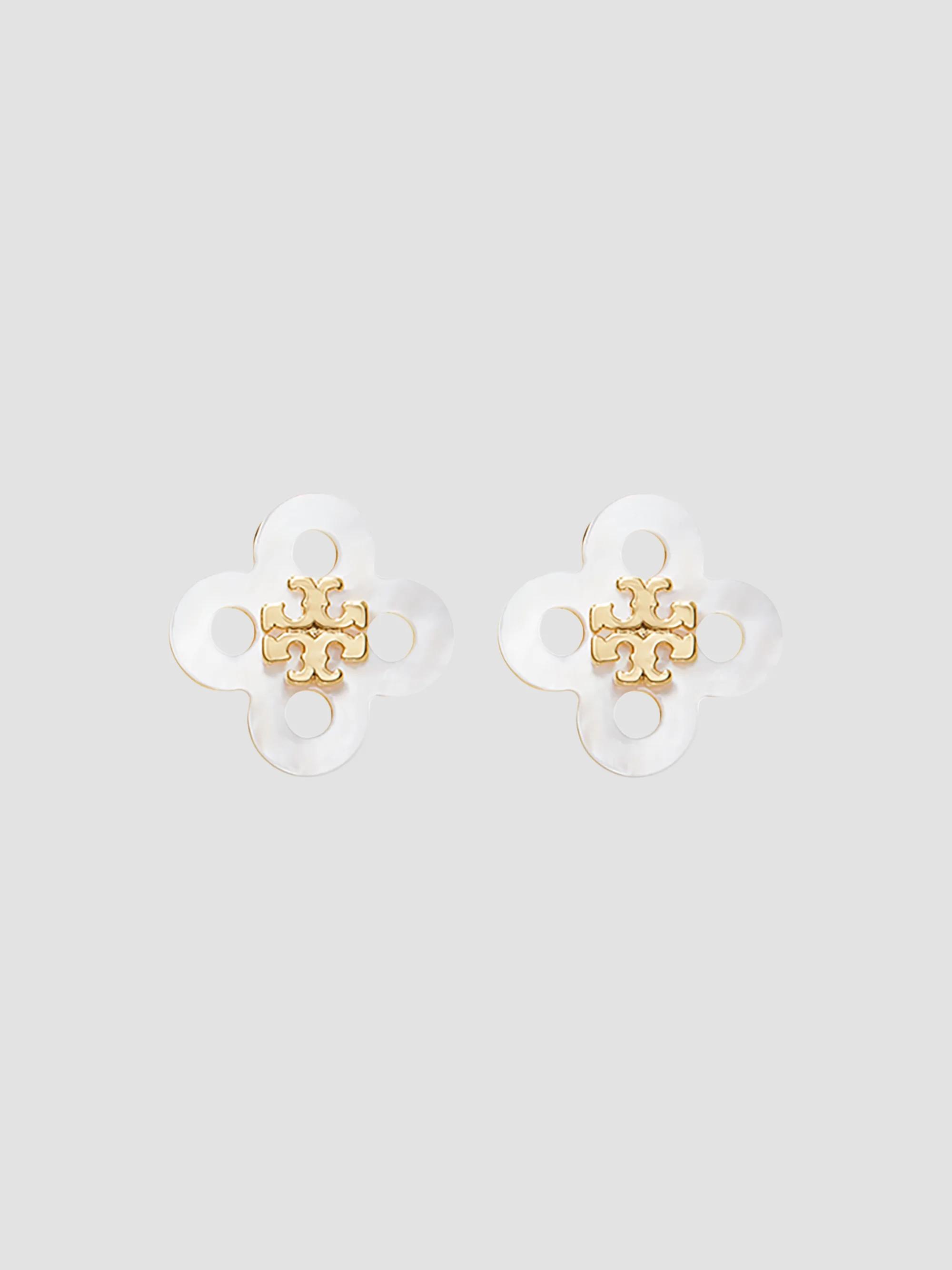 Forget Me Not 18K-Gold-Plated & Mother-Of-Pearl Clover Stud Earrings