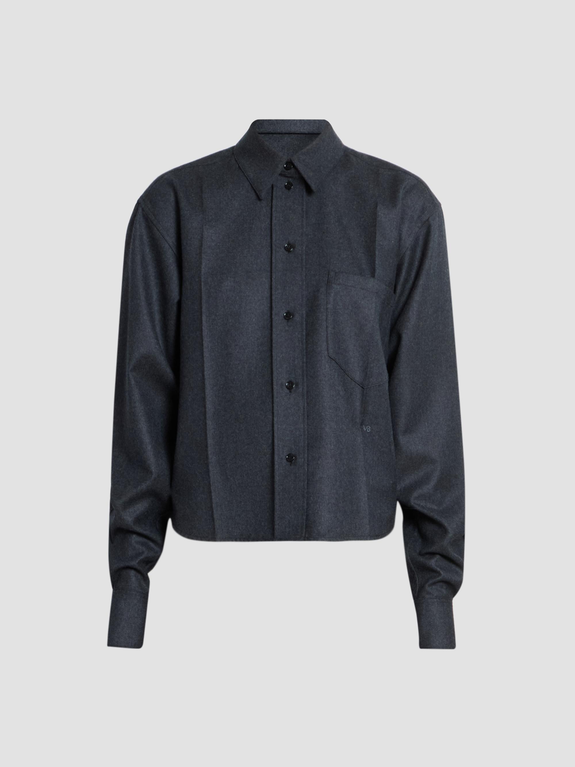 Victoria Beckham Women's Ellys Wool Shirt - Dark Grey Melange | Thumbnail 6