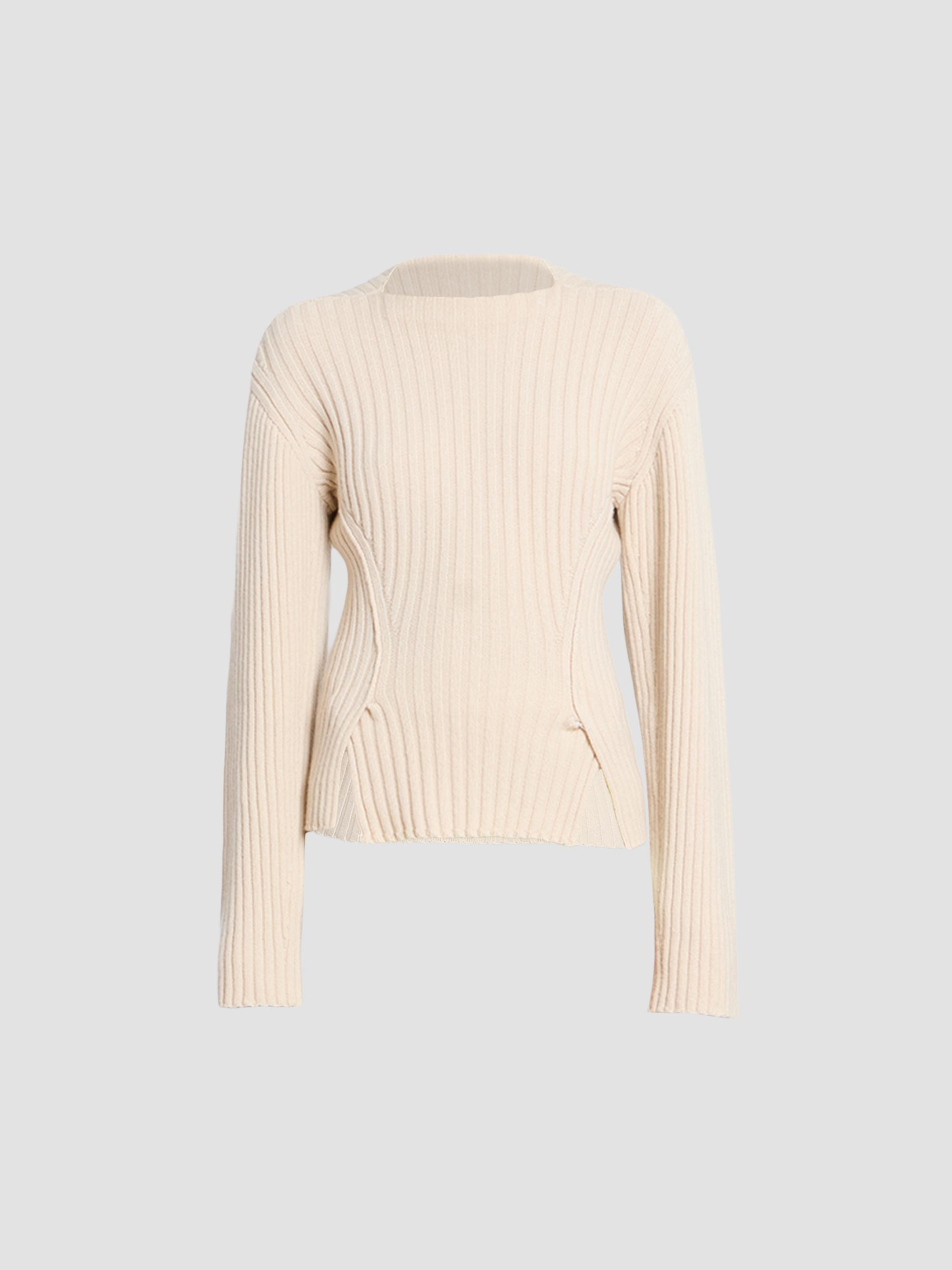 Victoria Beckham Women's Rib-Knit Wool-Cashmere Sweater - Elderflower | Thumbnail 6