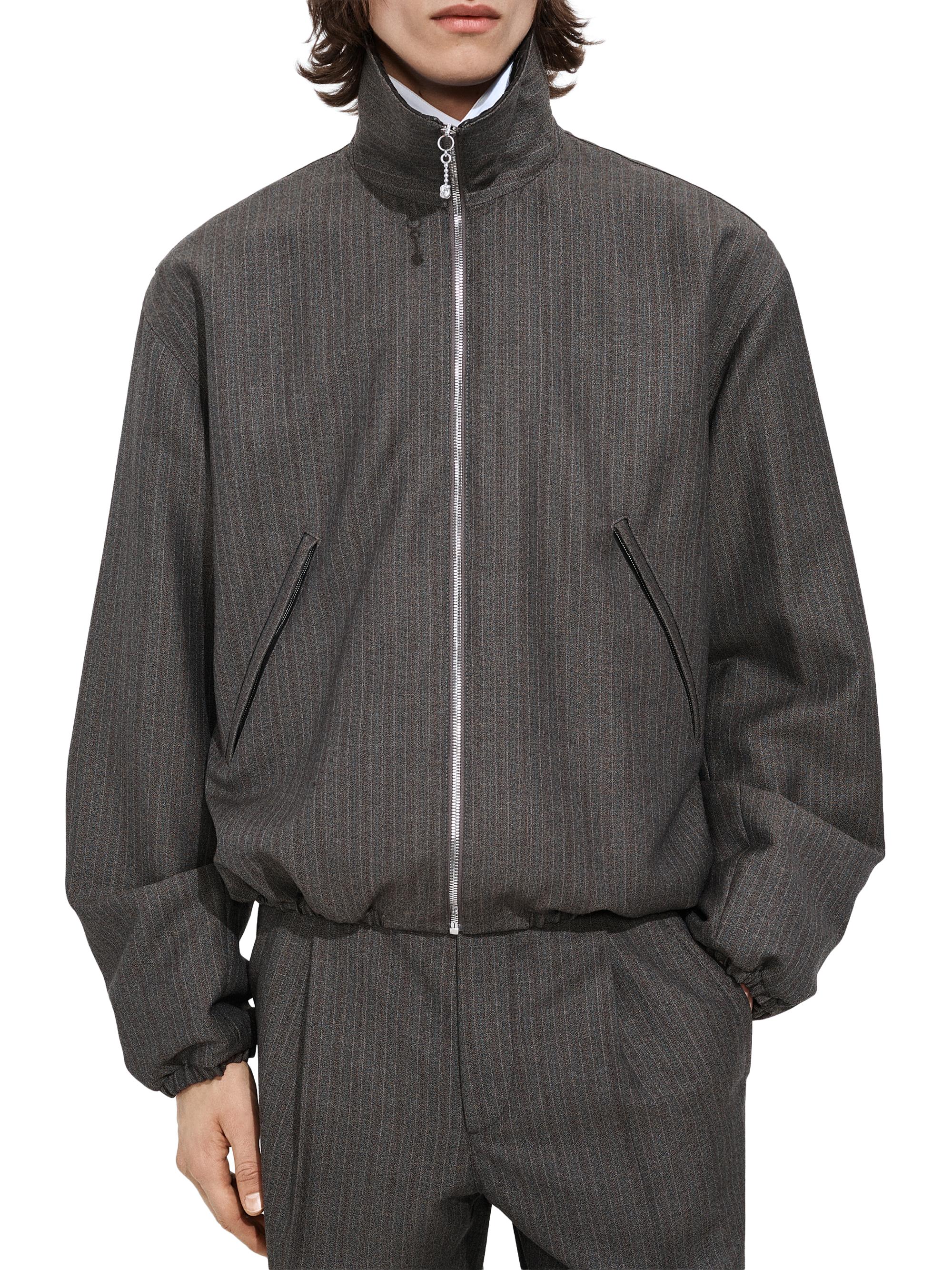 Bottega Veneta Men's Striped Wool-Mohair Jacket - Desert Grey Melange - Women's Clothing