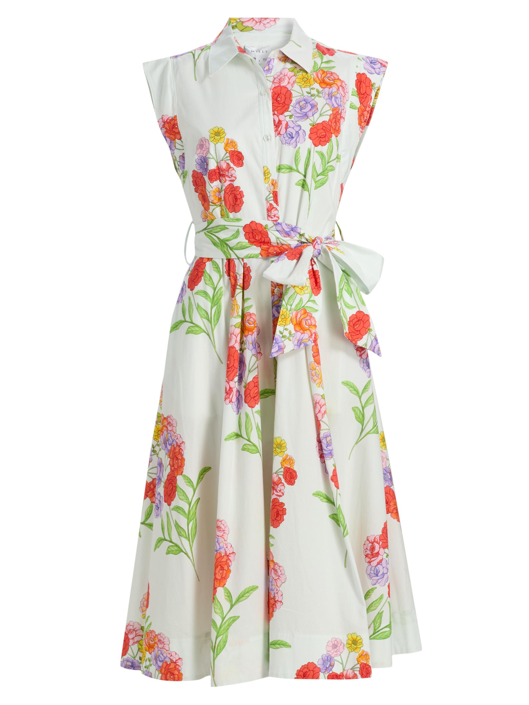 Milly Women's Jules Paris Bouquet Poplin Midi-Dress - White Multi
