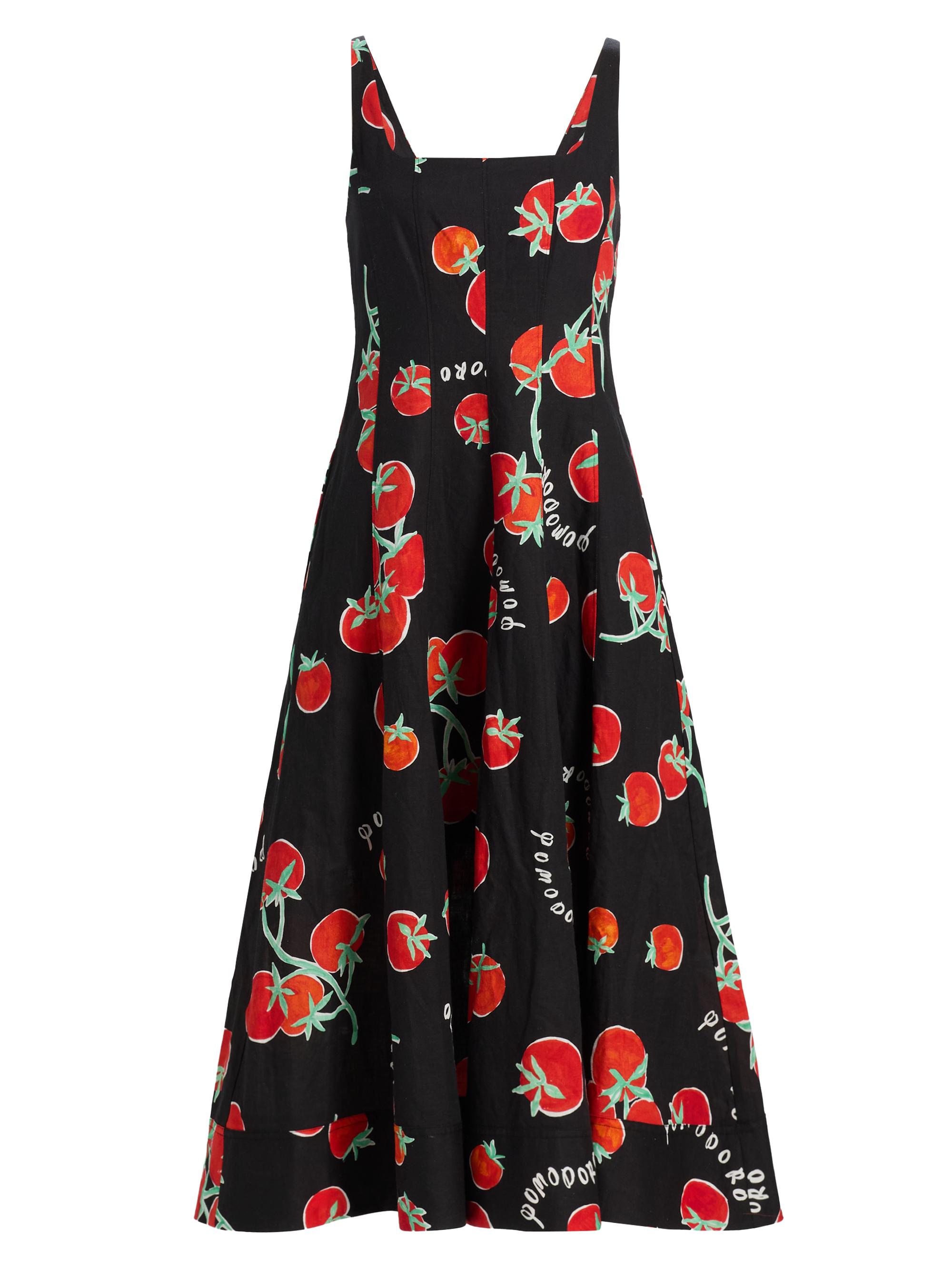 Milly Women's Nia Pomodoro Print Midi-Dress - Black Red