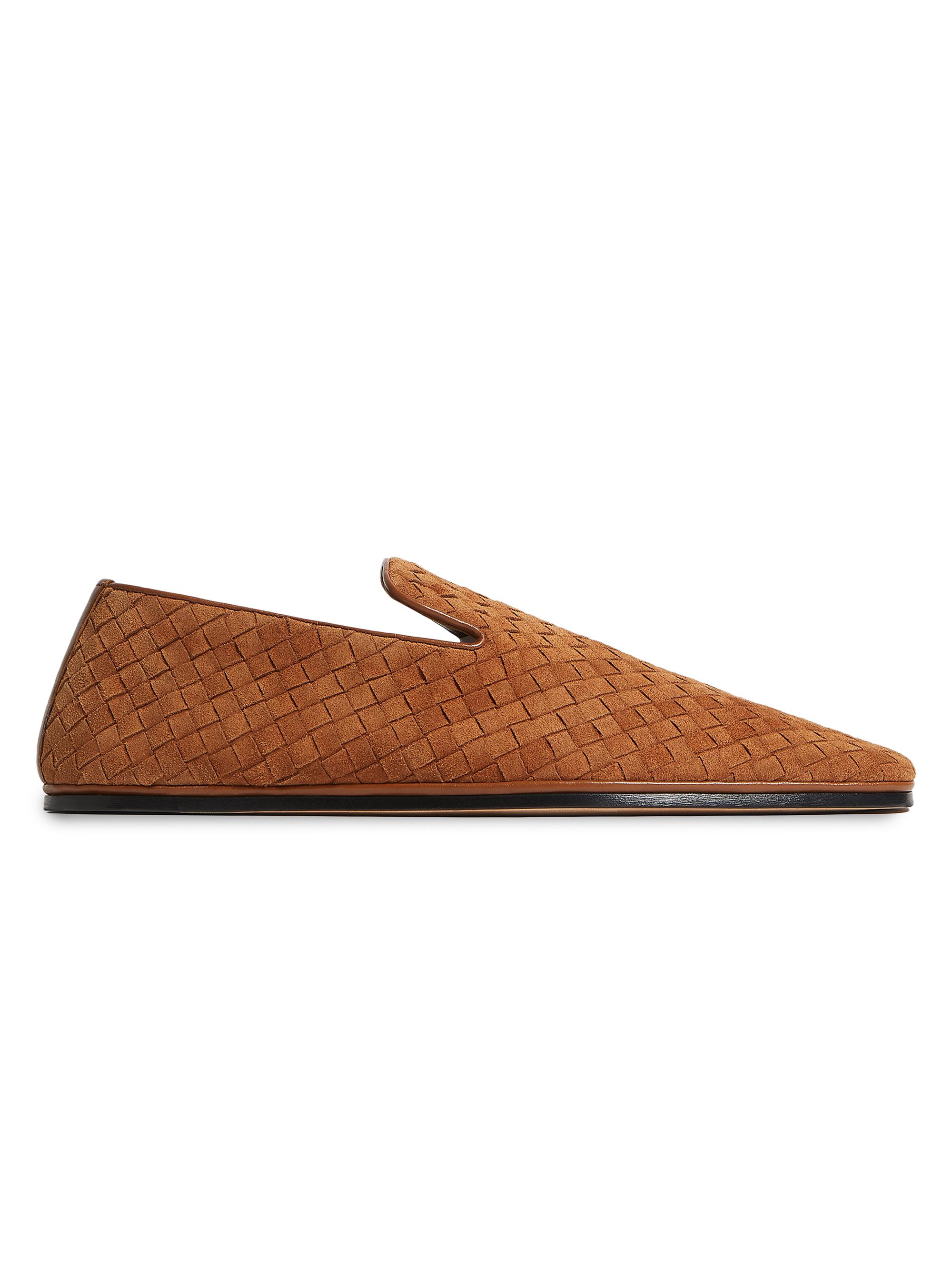 Bottega Veneta Men's Palazzo Intrecciato Suede Slippers - Tannin