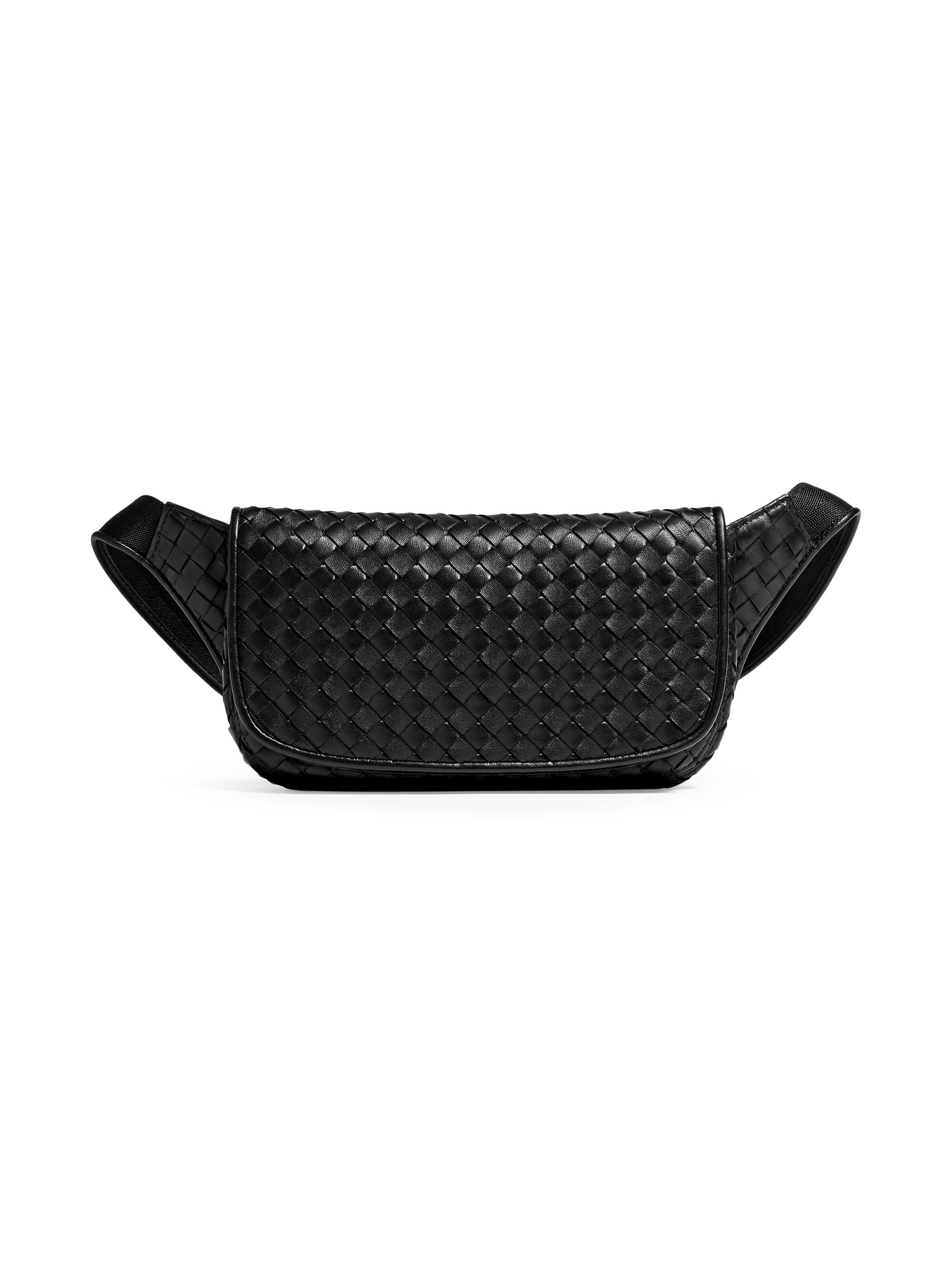 Bottega Veneta Men's Intrecciato Fluffy Belt Bag - Black Silver