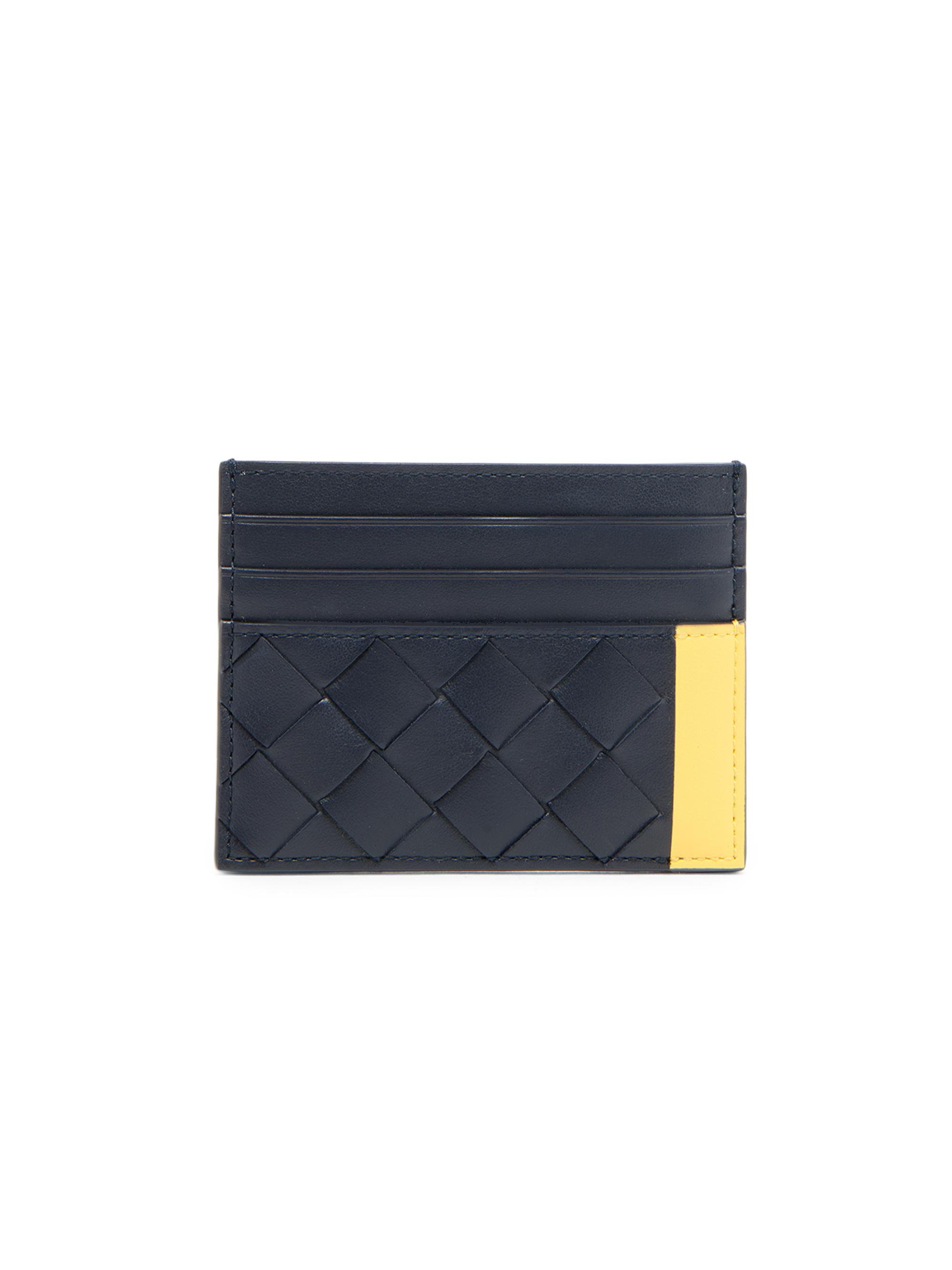 Bottega Veneta Men's Intrecciato Leather & Hardware Card Holder - Midnight Taxi