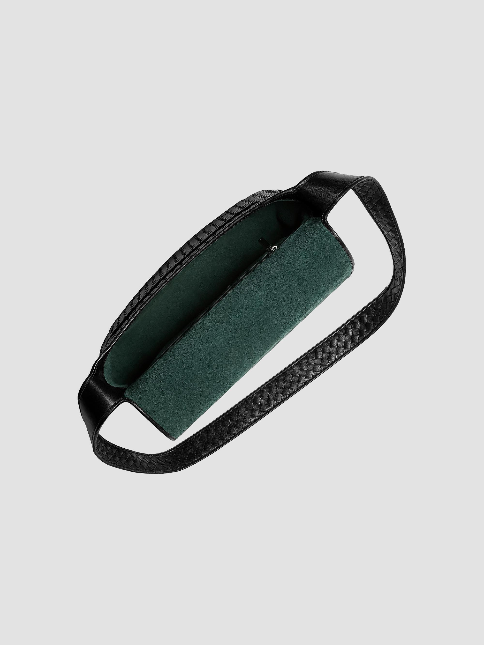Bottega Veneta Men's Intrecciato Fluffy Leather Messenger Bag - Black Silver | Thumbnail 3