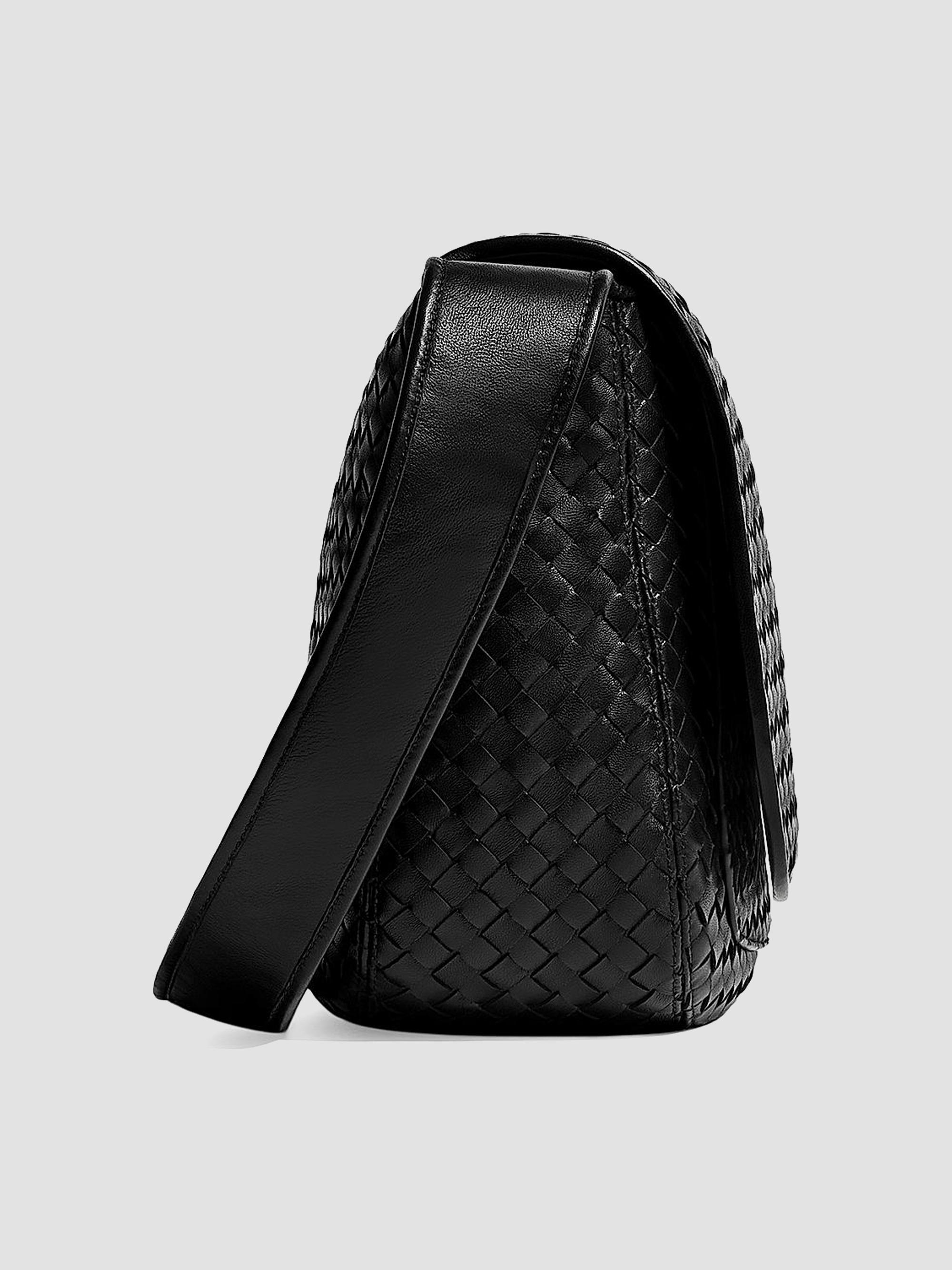 Bottega Veneta Men's Intrecciato Fluffy Leather Messenger Bag - Black Silver | Thumbnail 5