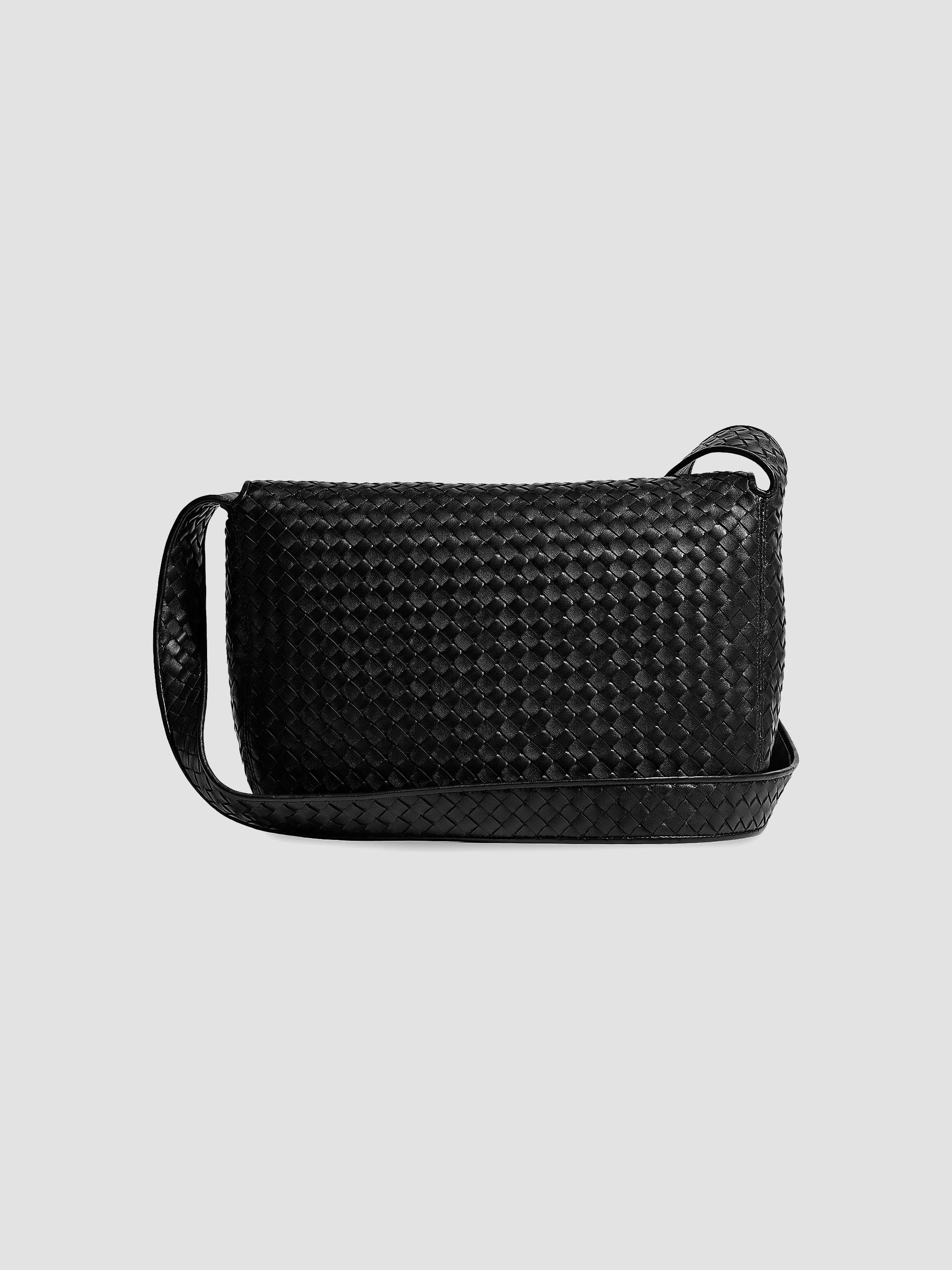Bottega Veneta Men's Intrecciato Fluffy Leather Messenger Bag - Black Silver | Thumbnail 6