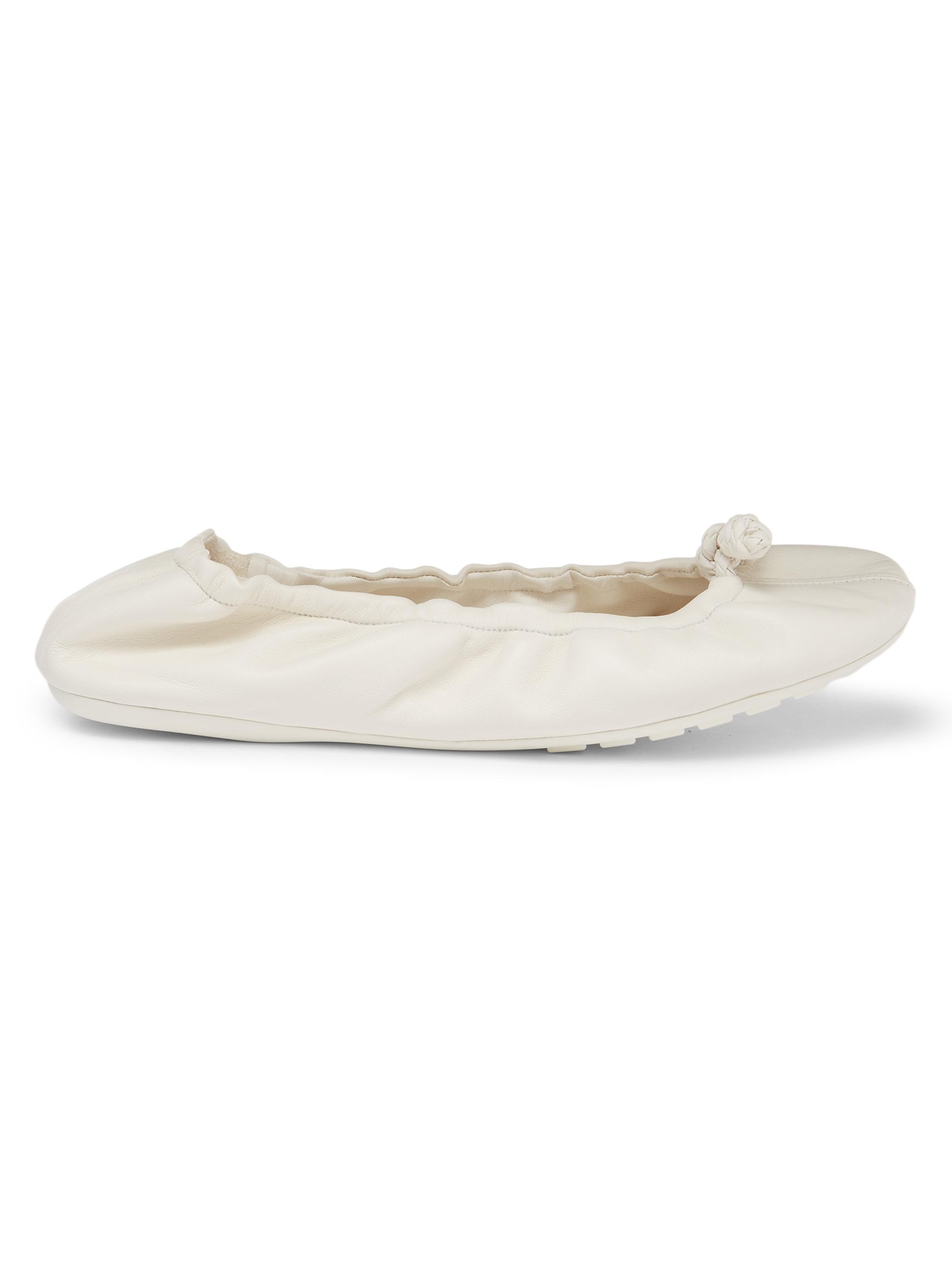 Bottega Veneta Women's Fantasmina Leather Ballet Flats - Alabaster - Women's Clothing